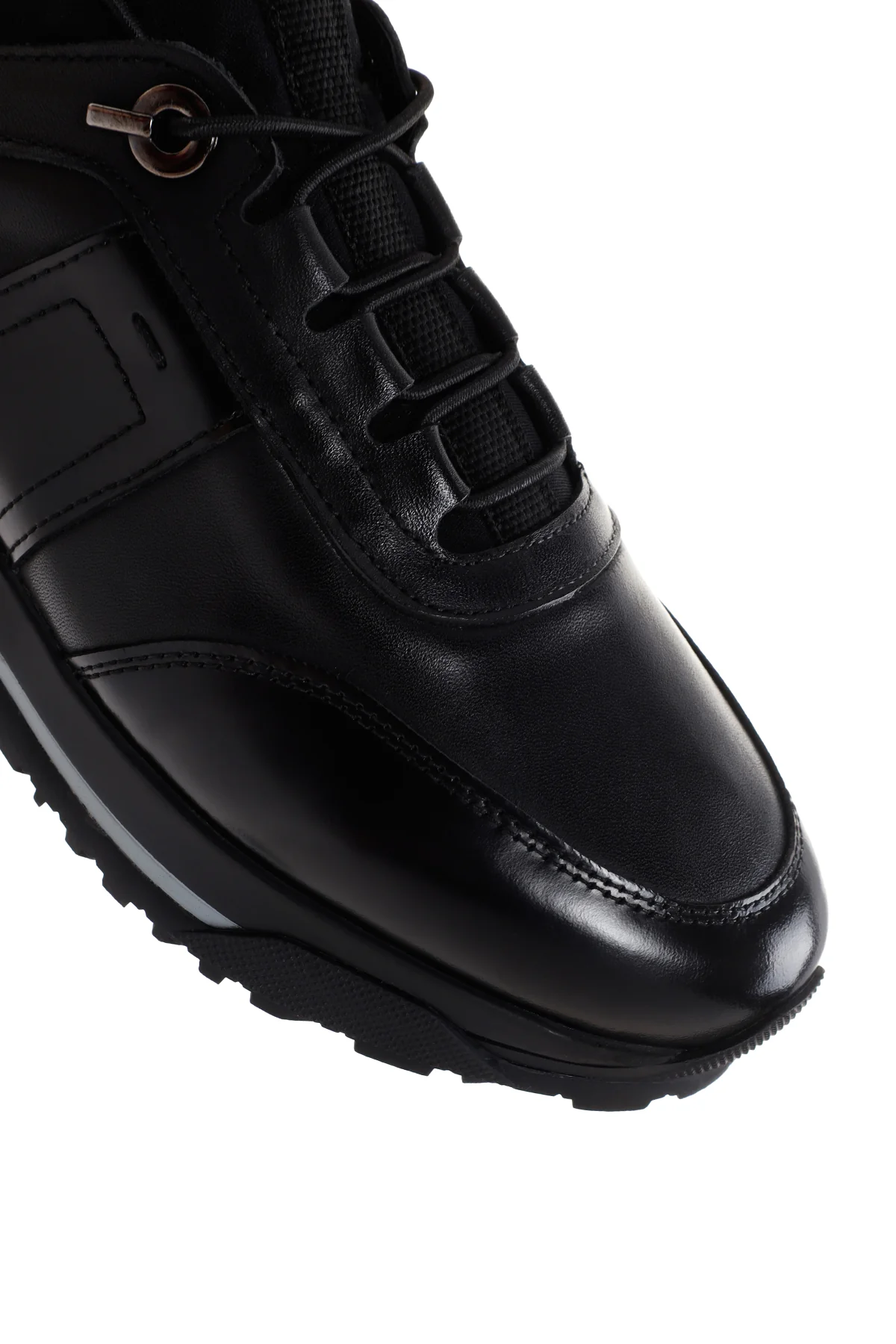Erkek Siyah Deri Casual Sneaker - Image 10