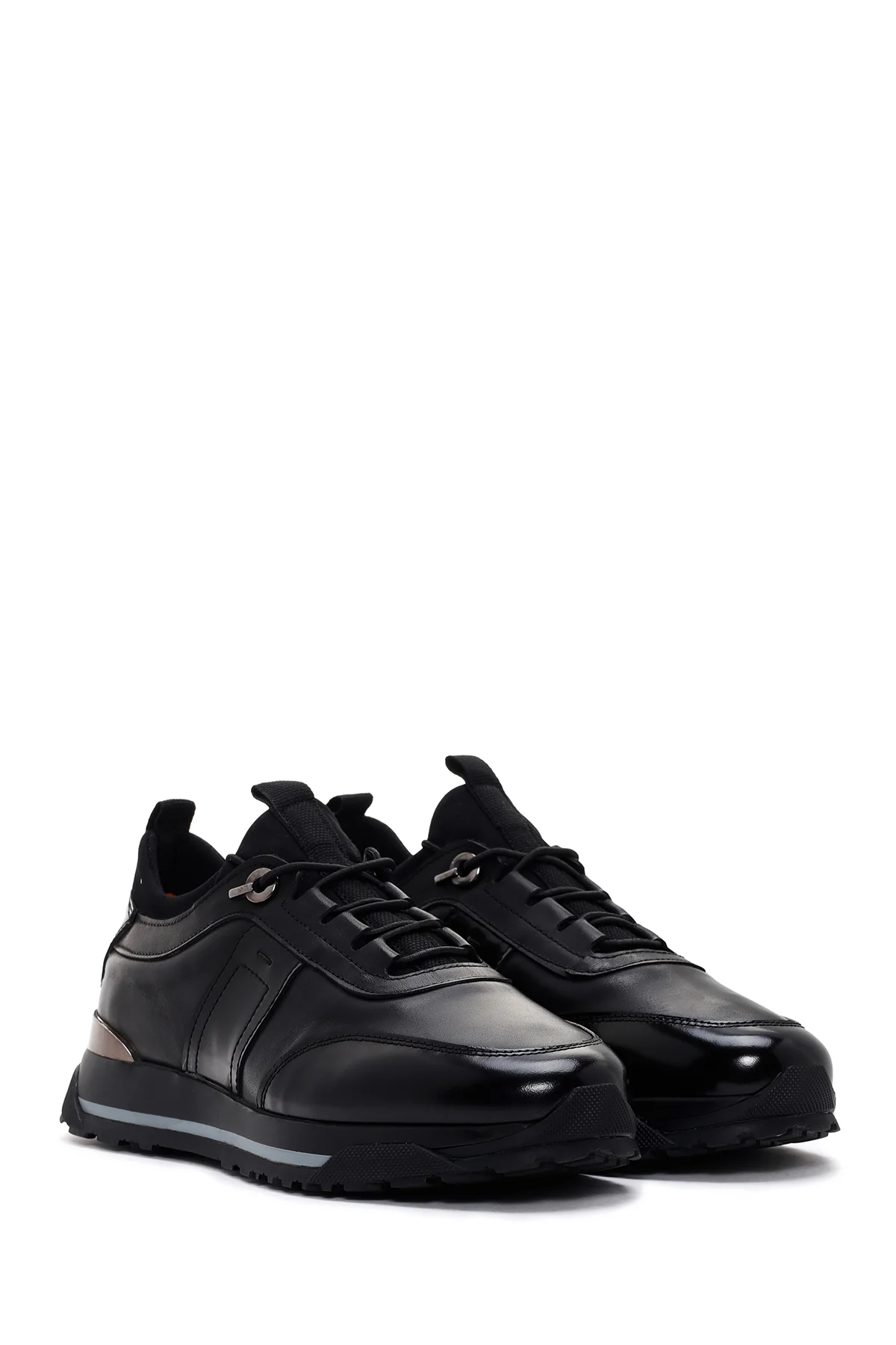 Erkek Siyah Deri Casual Sneaker - Image 3