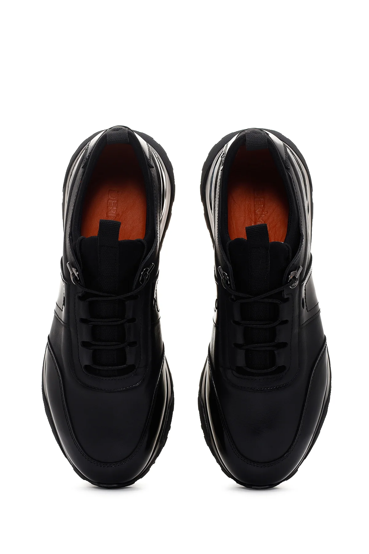 Erkek Siyah Deri Casual Sneaker - Image 6