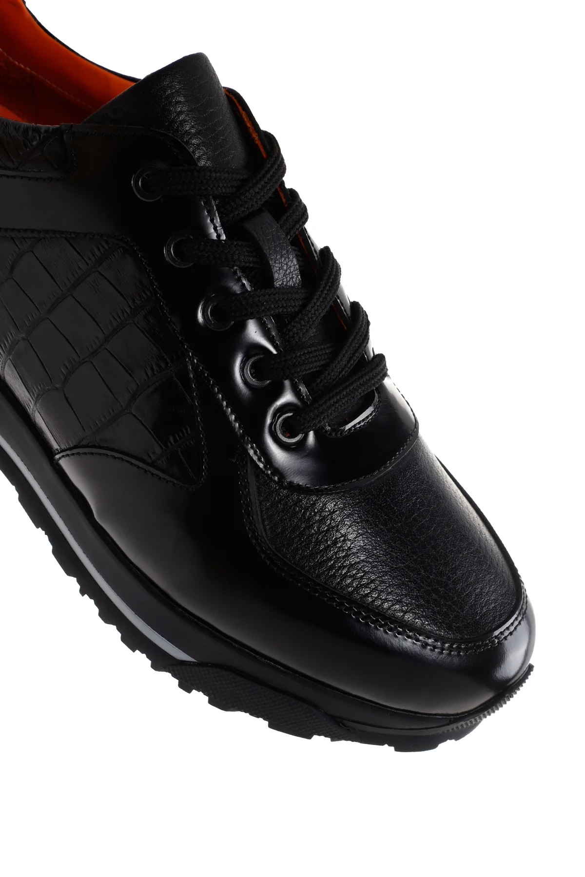 Erkek Siyah Deri Casual Sneaker - Image 10