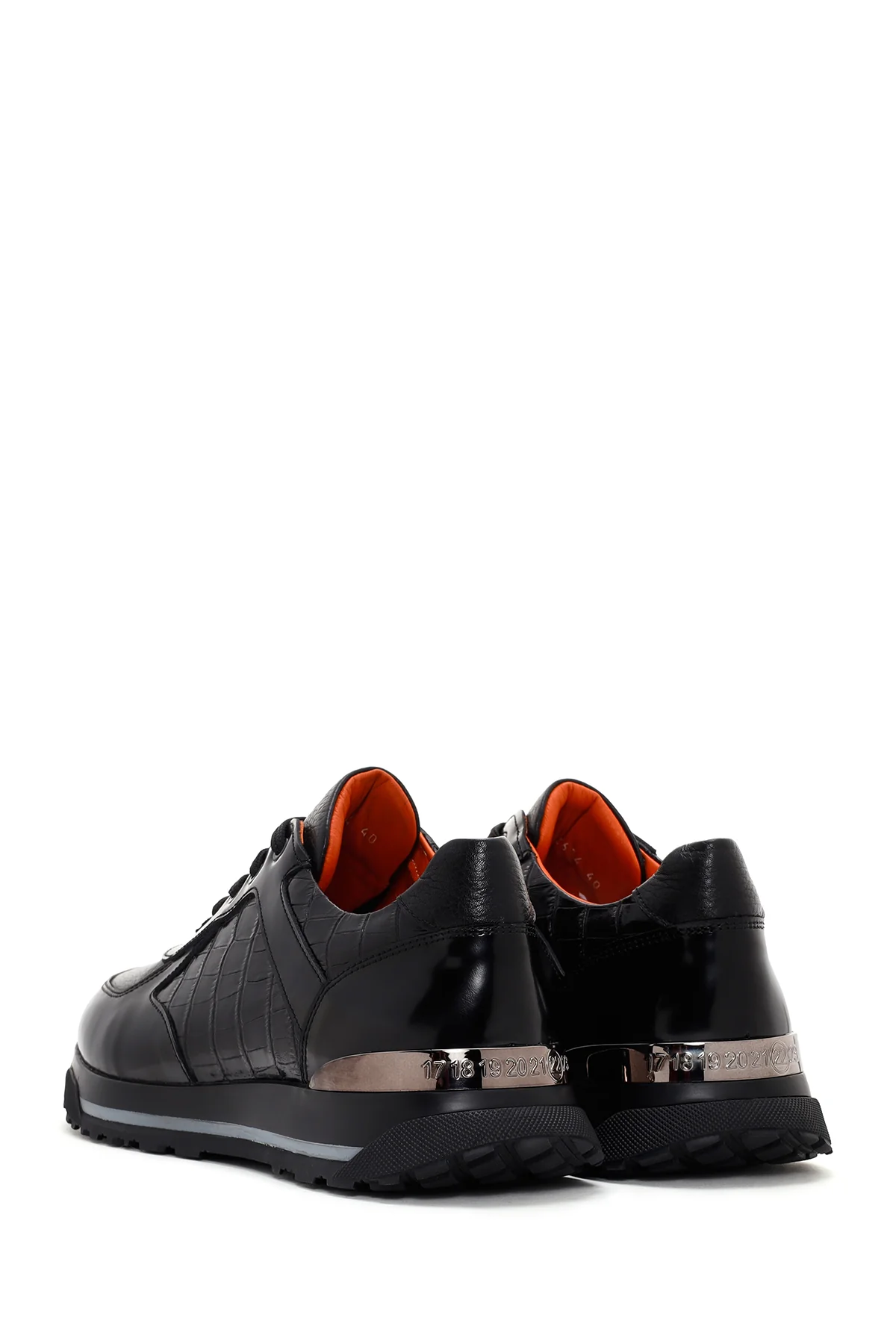 Erkek Siyah Deri Casual Sneaker - Image 5