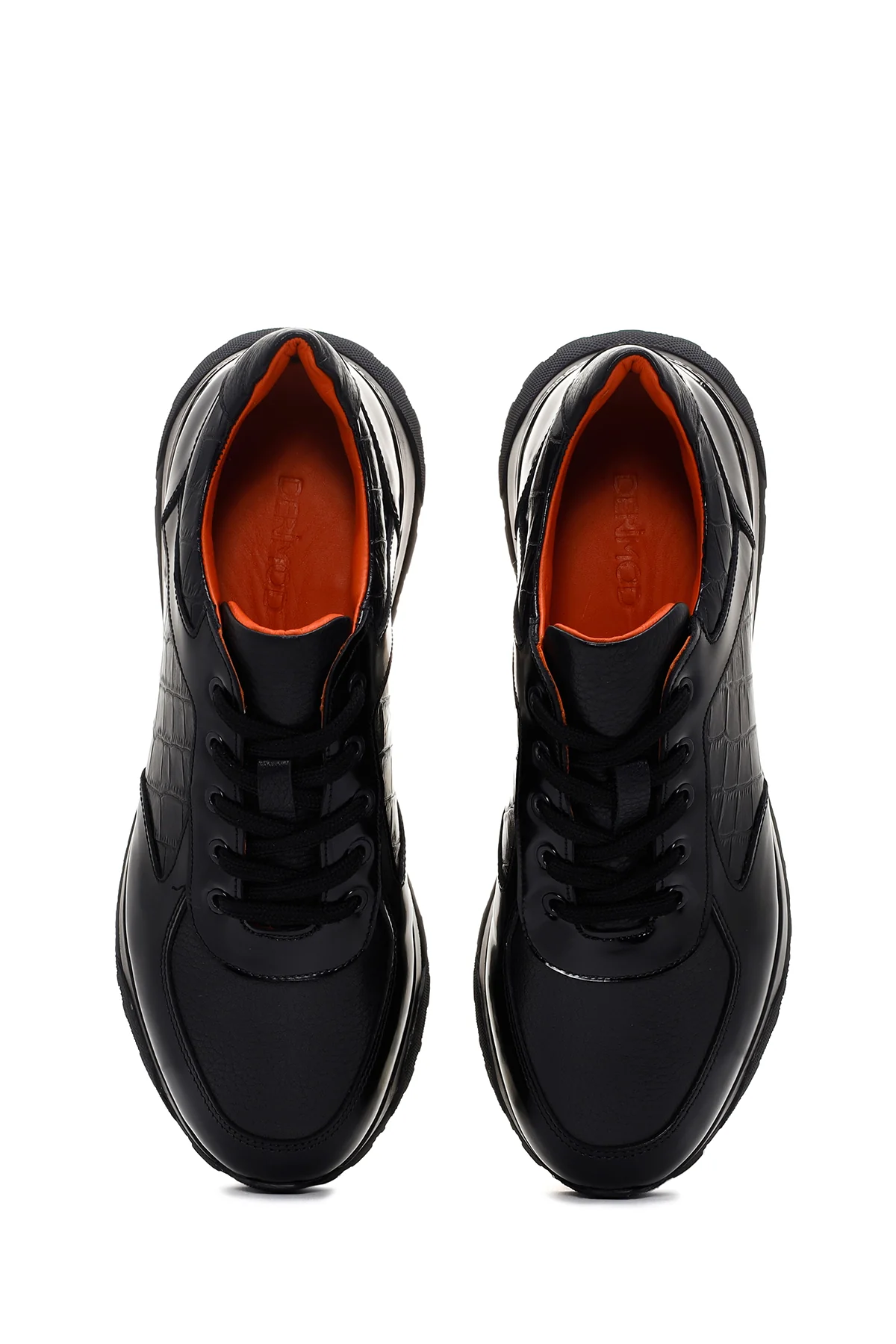 Erkek Siyah Deri Casual Sneaker - Image 6