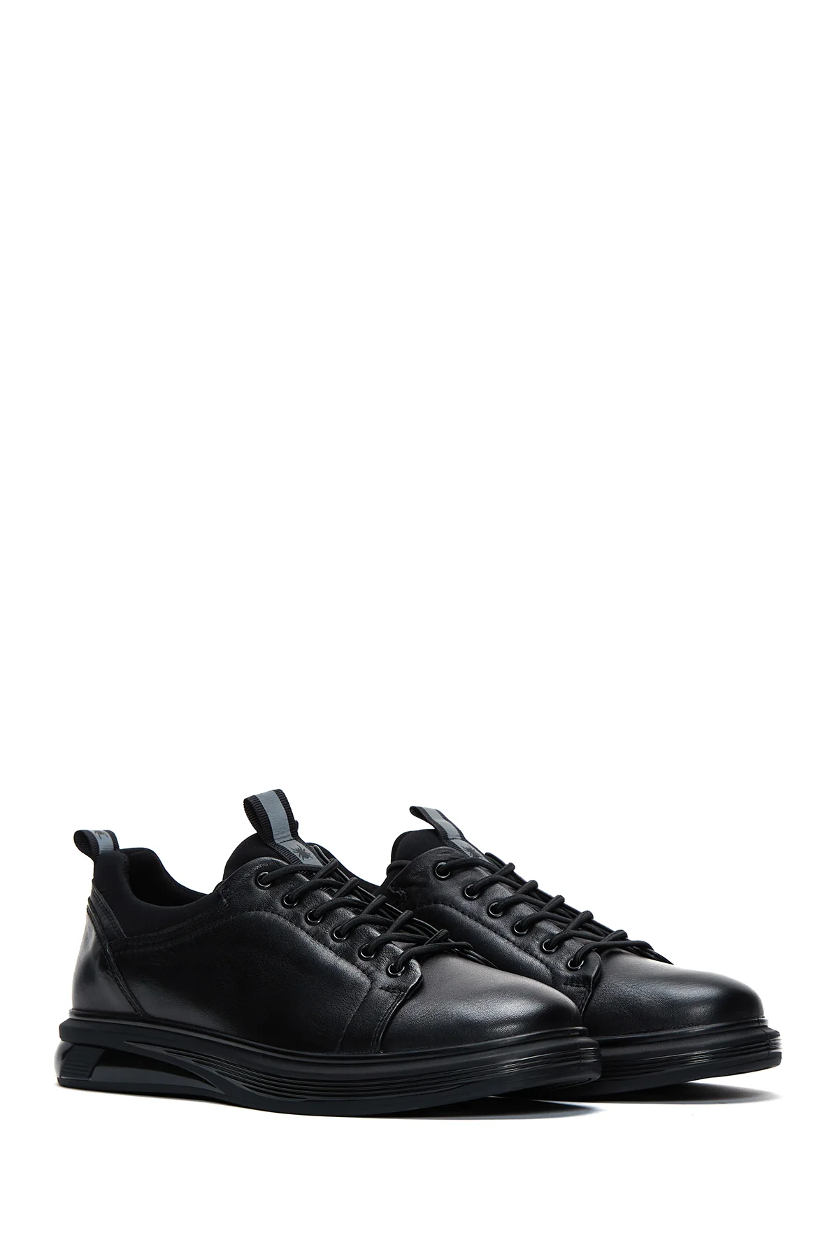 Erkek Siyah Deri Casual Sneaker - Image 3
