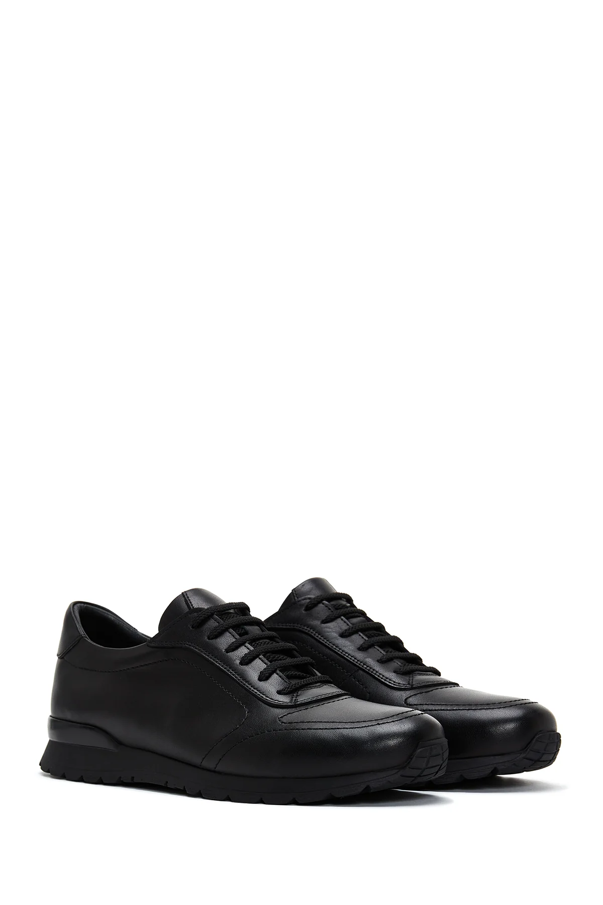 Erkek Siyah Deri Casual Sneaker - Image 3
