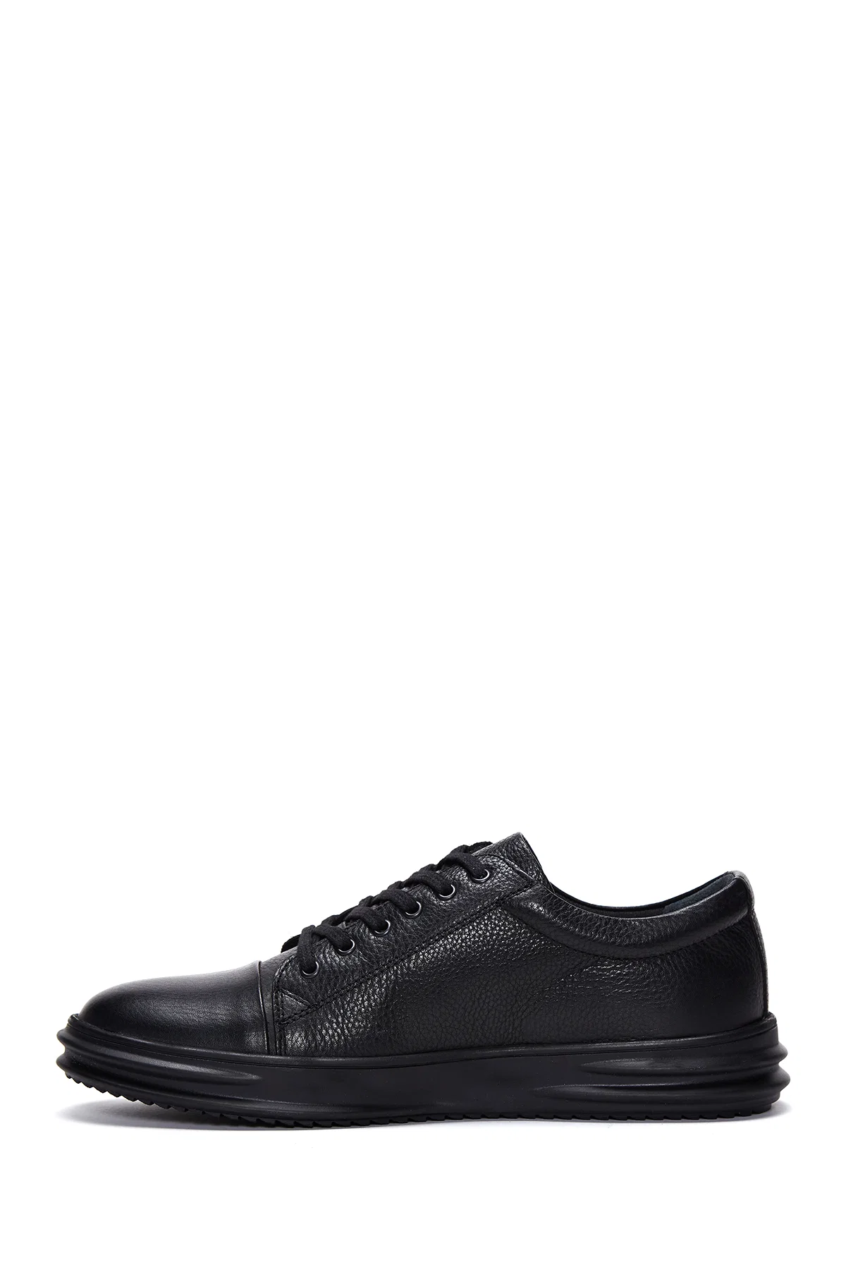 Erkek Siyah Deri Casual Sneaker - Image 2