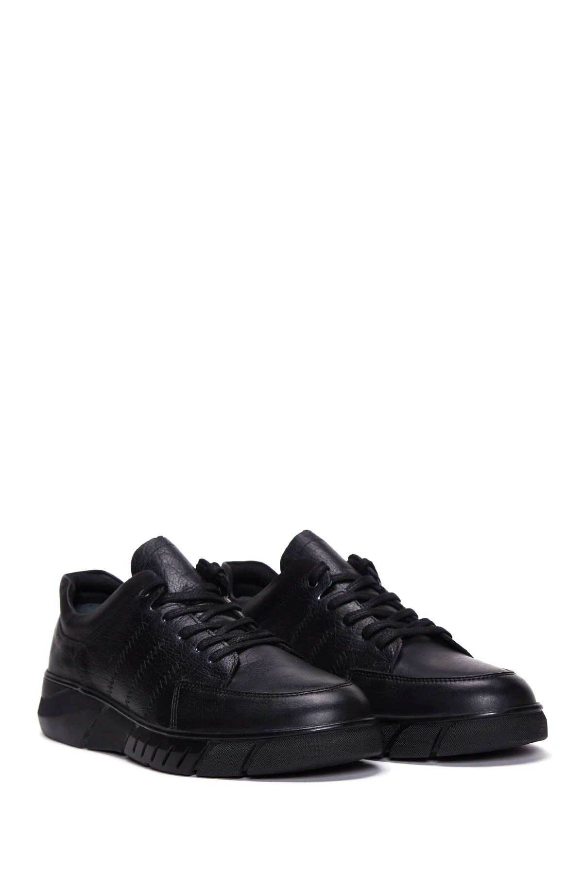 Erkek Siyah Deri Casual Sneaker - Image 3