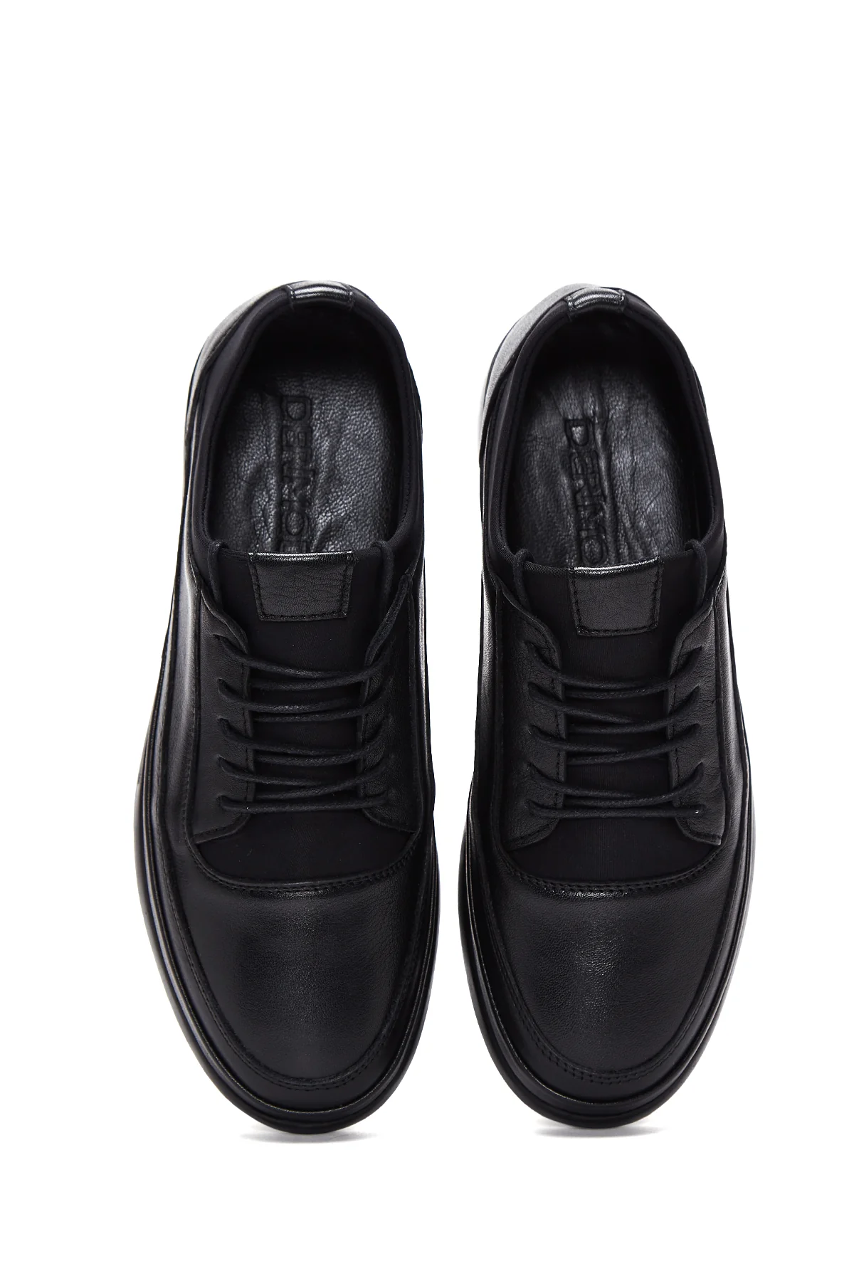 Erkek Siyah Deri Casual Sneaker - Image 6