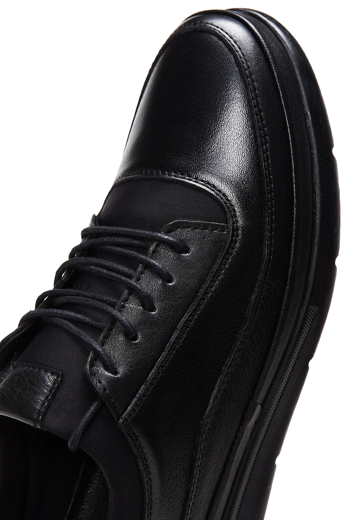Erkek Siyah Deri Casual Sneaker - Image 7