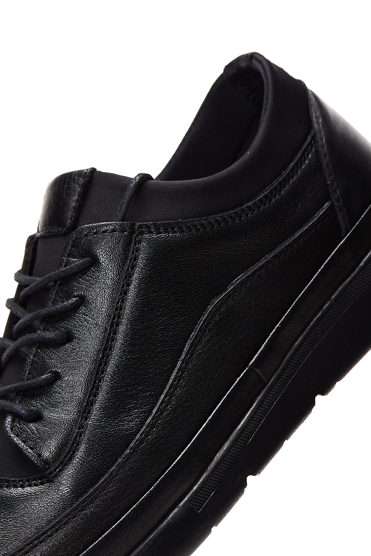 Erkek Siyah Deri Casual Sneaker - Image 8