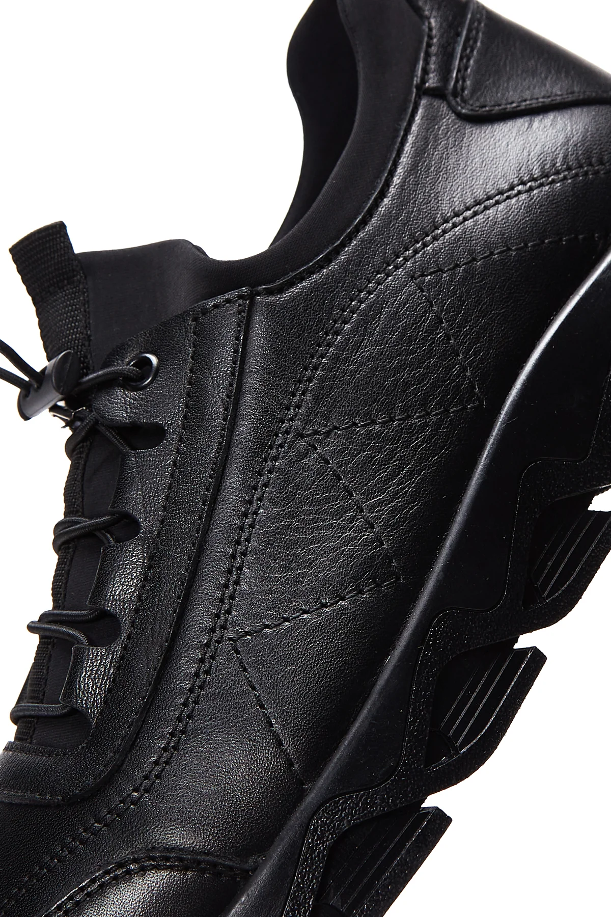 Erkek Siyah Deri Casual Sneaker - Image 10