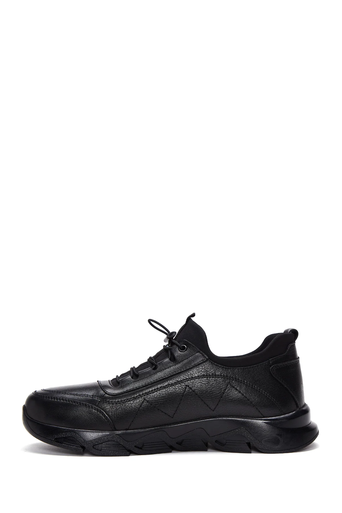 Erkek Siyah Deri Casual Sneaker - Image 2