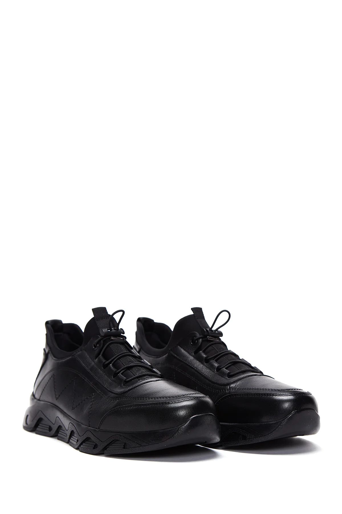 Erkek Siyah Deri Casual Sneaker - Image 3