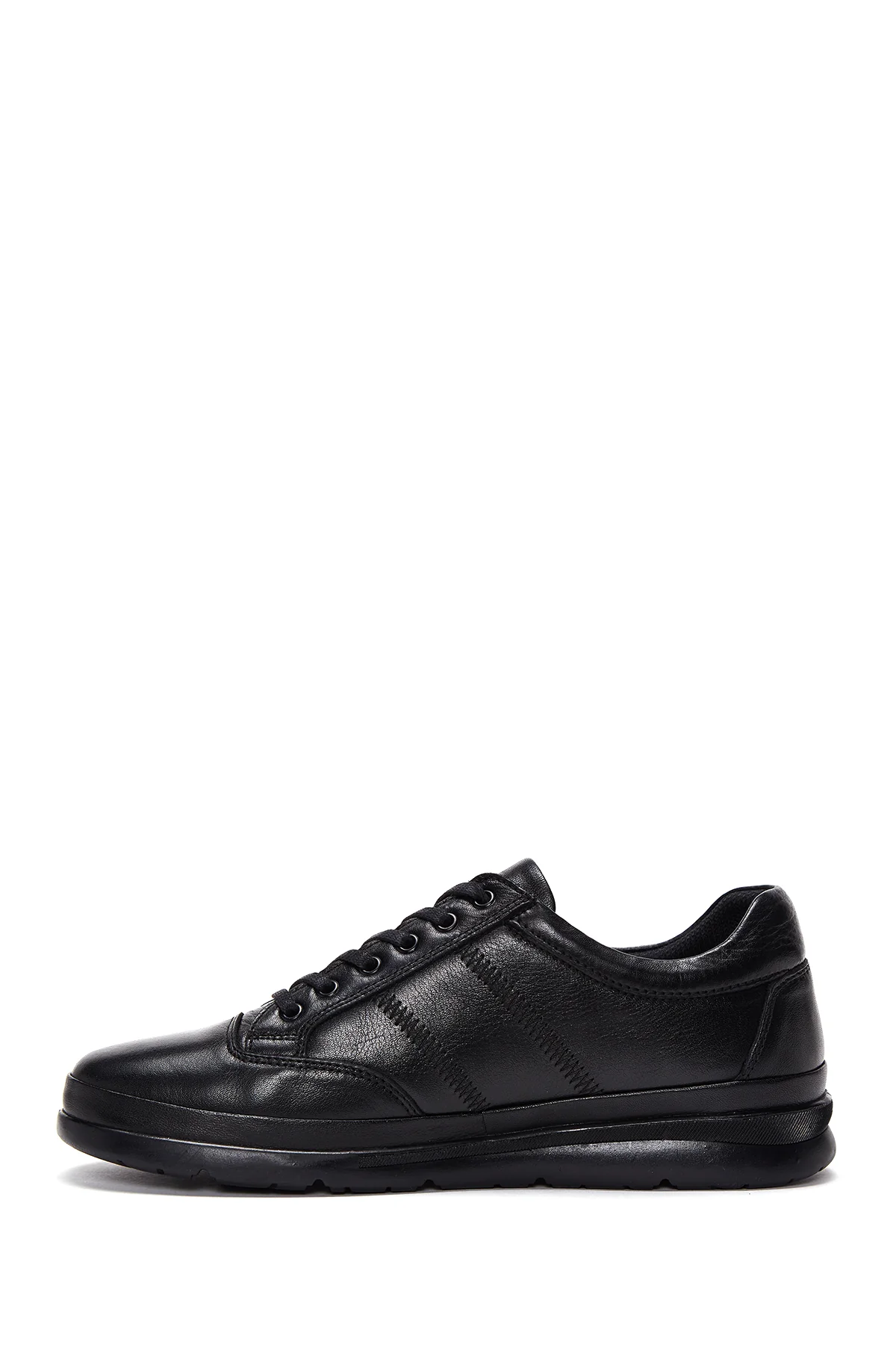 Erkek Siyah Deri Casual Sneaker - Image 2