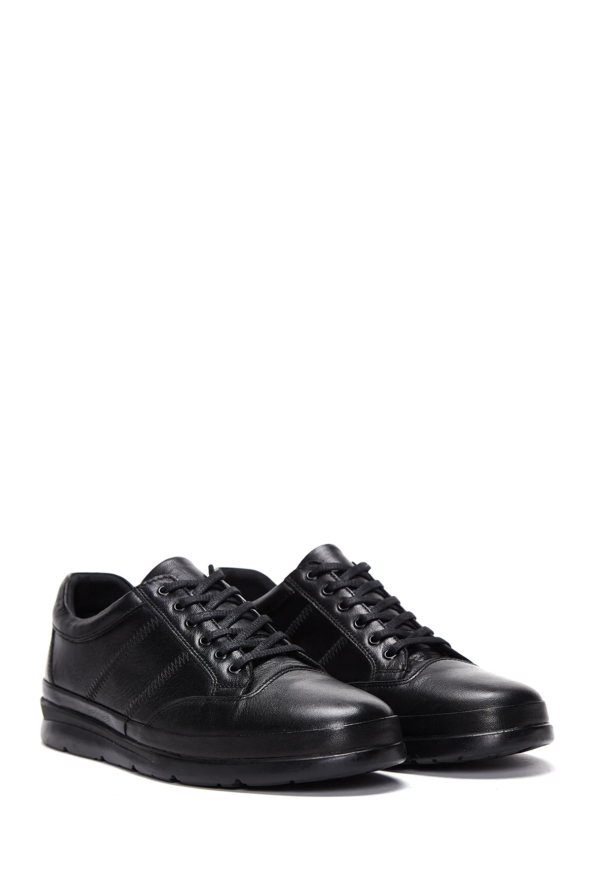 Erkek Siyah Deri Casual Sneaker - Image 3