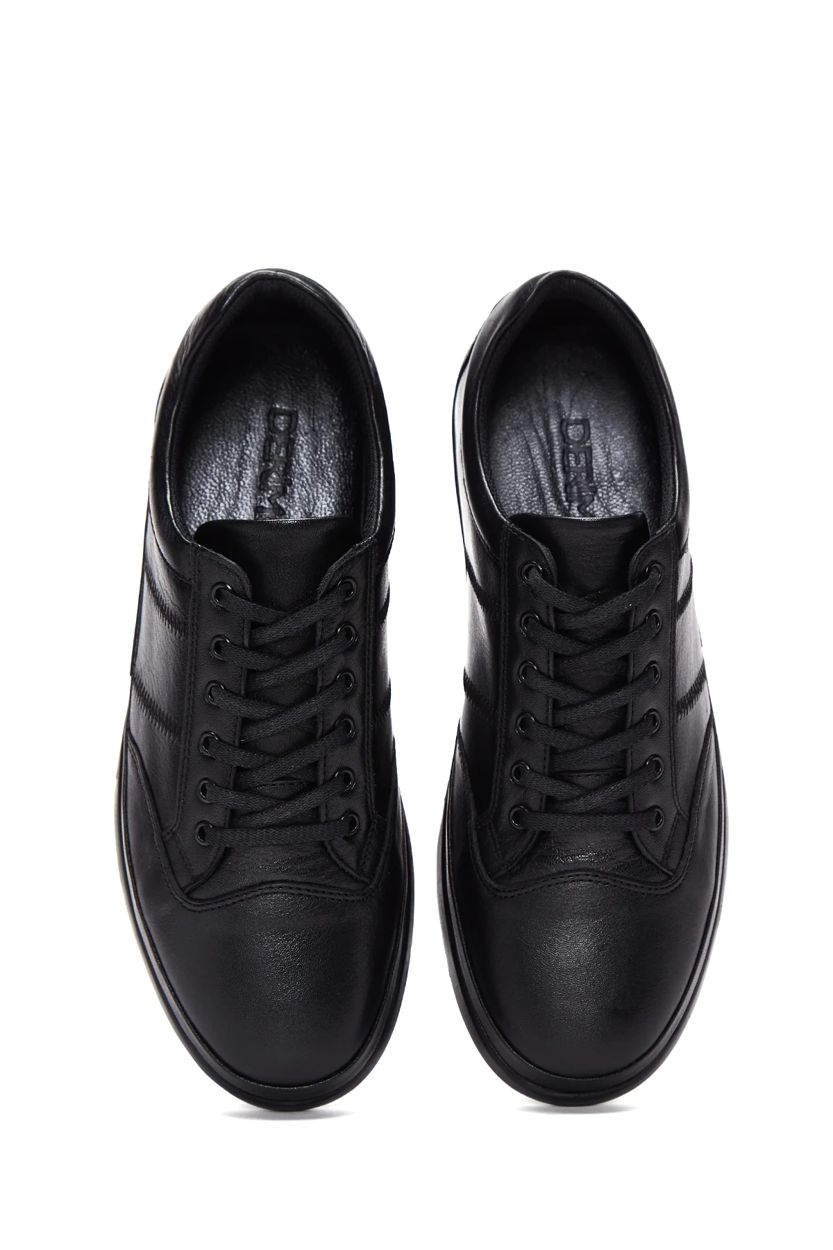 Erkek Siyah Deri Casual Sneaker - Image 6