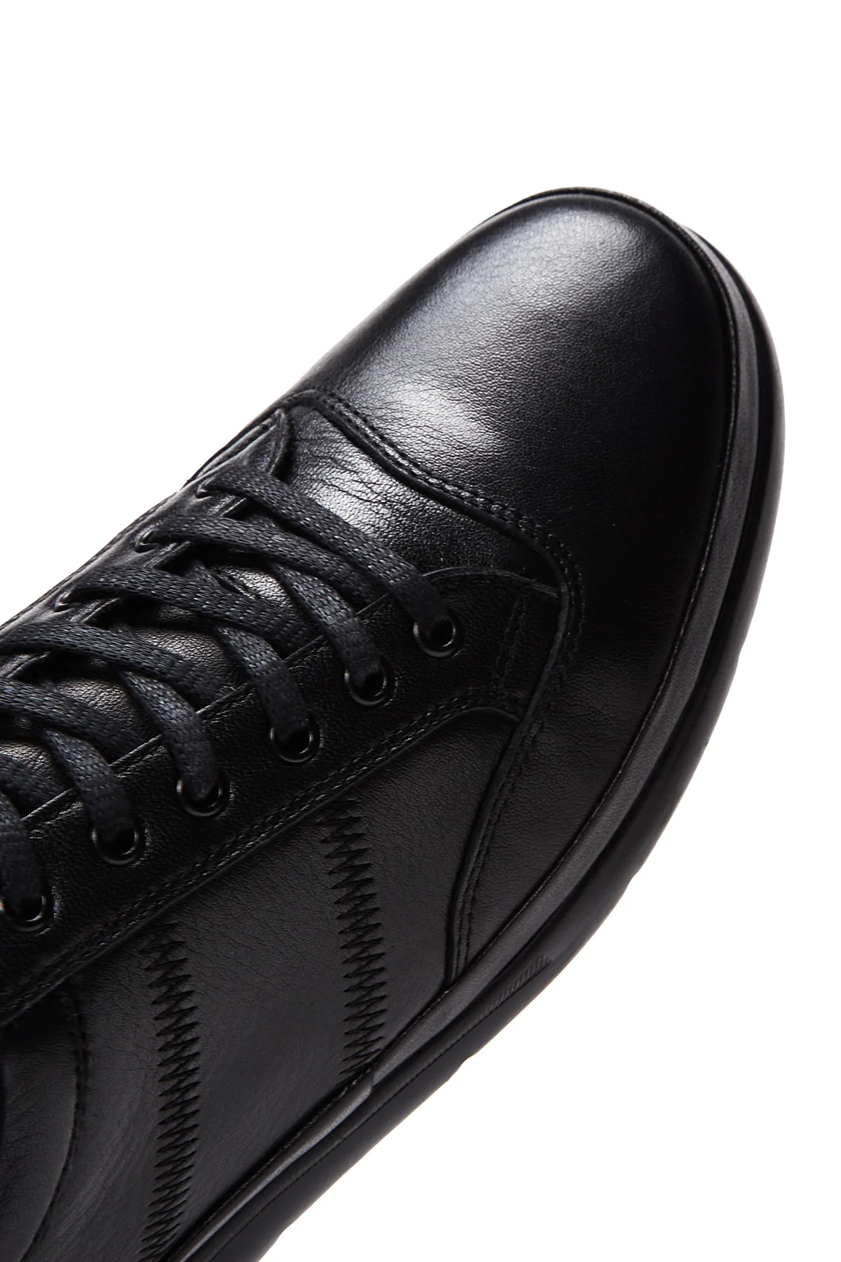 Erkek Siyah Deri Casual Sneaker - Image 7