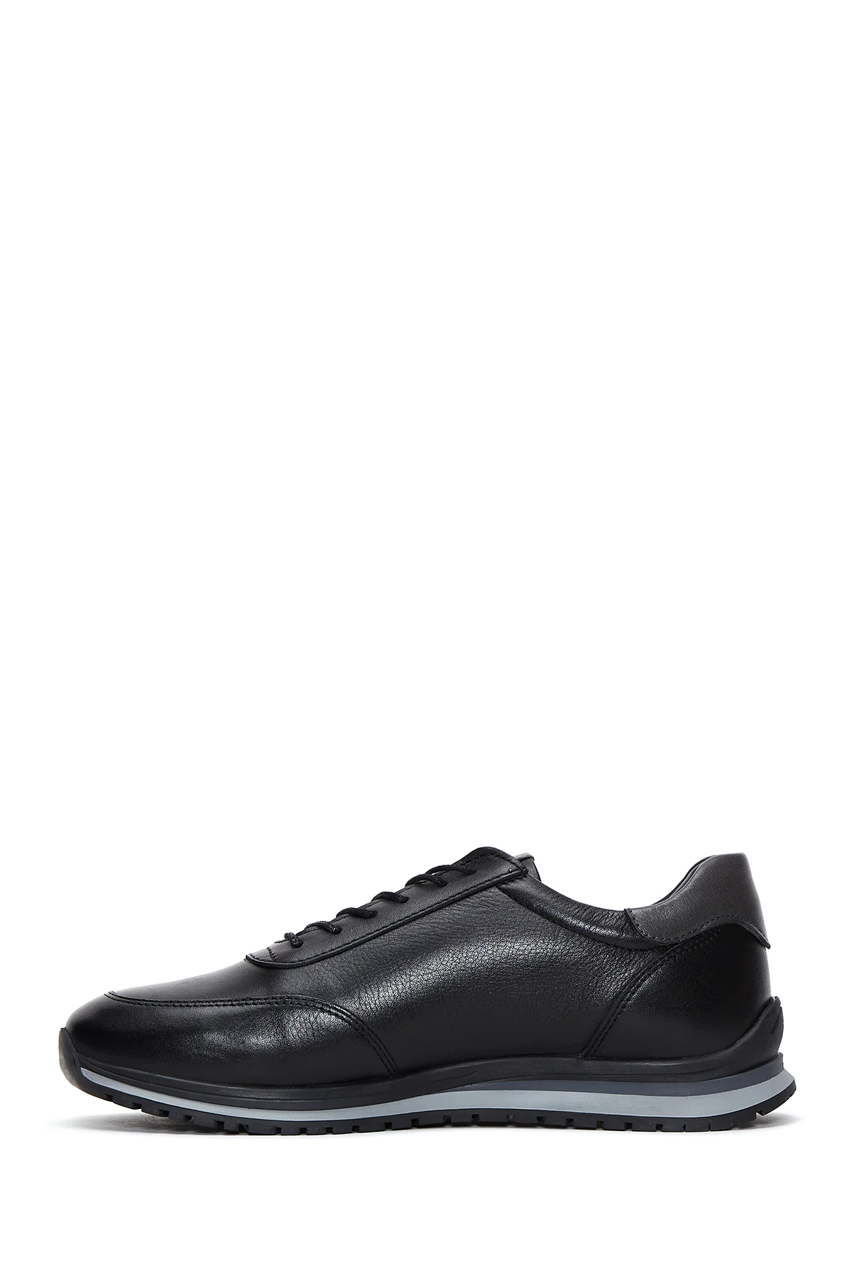 Erkek Siyah Deri Casual Sneaker - Image 2