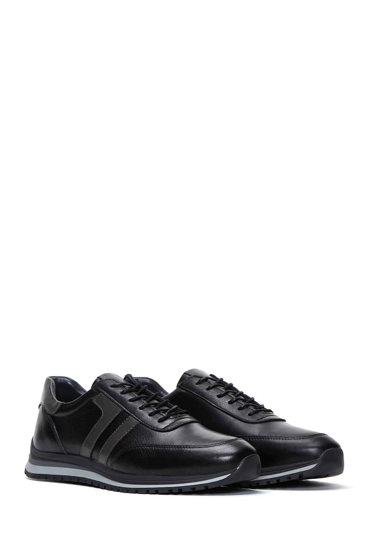 Erkek Siyah Deri Casual Sneaker - Image 3