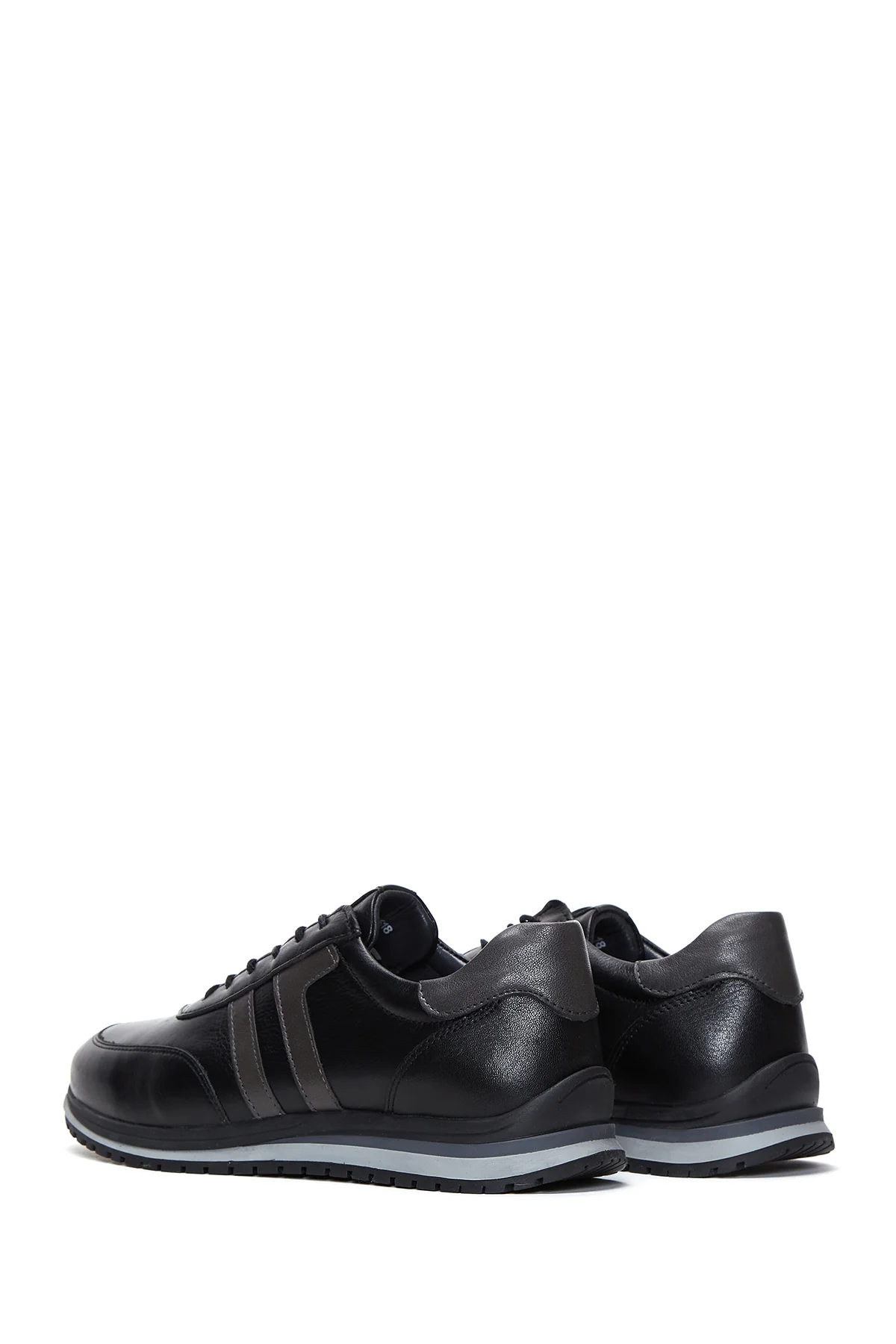 Erkek Siyah Deri Casual Sneaker - Image 5