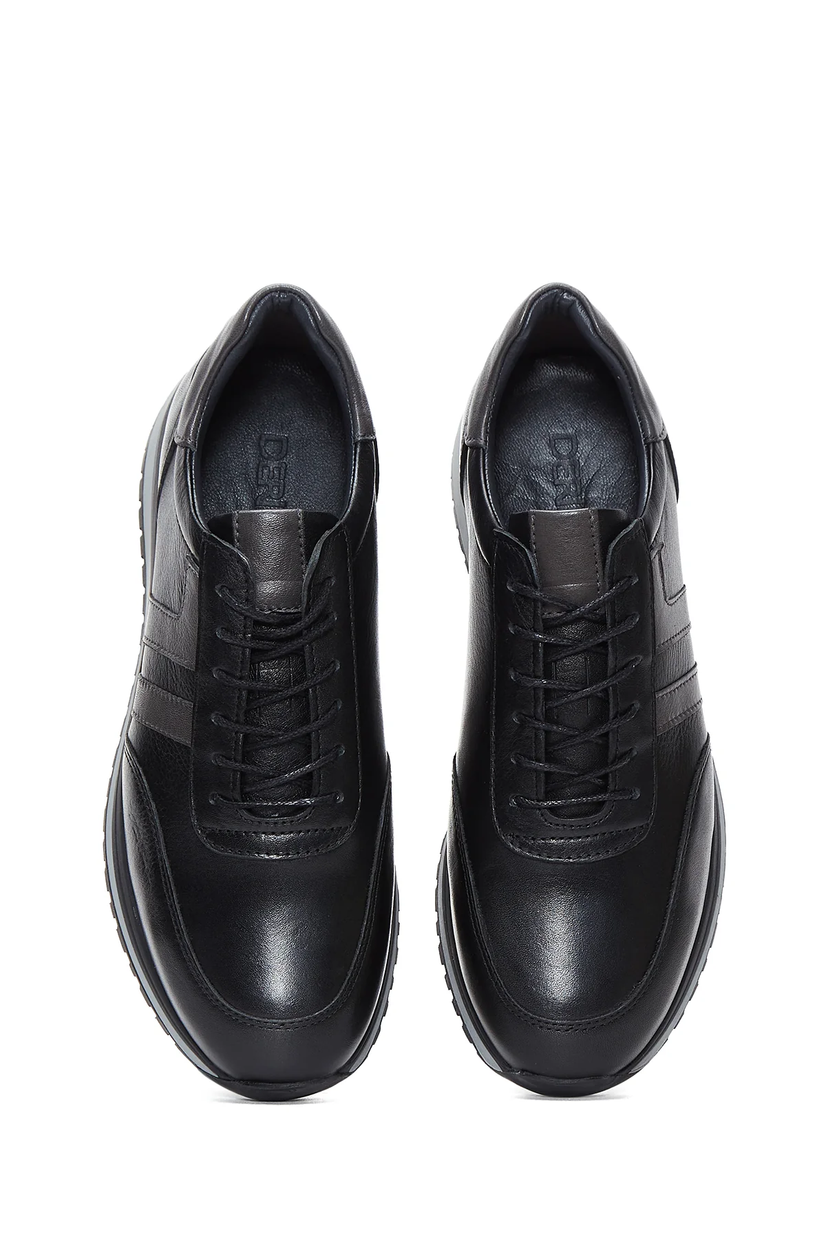 Erkek Siyah Deri Casual Sneaker - Image 6