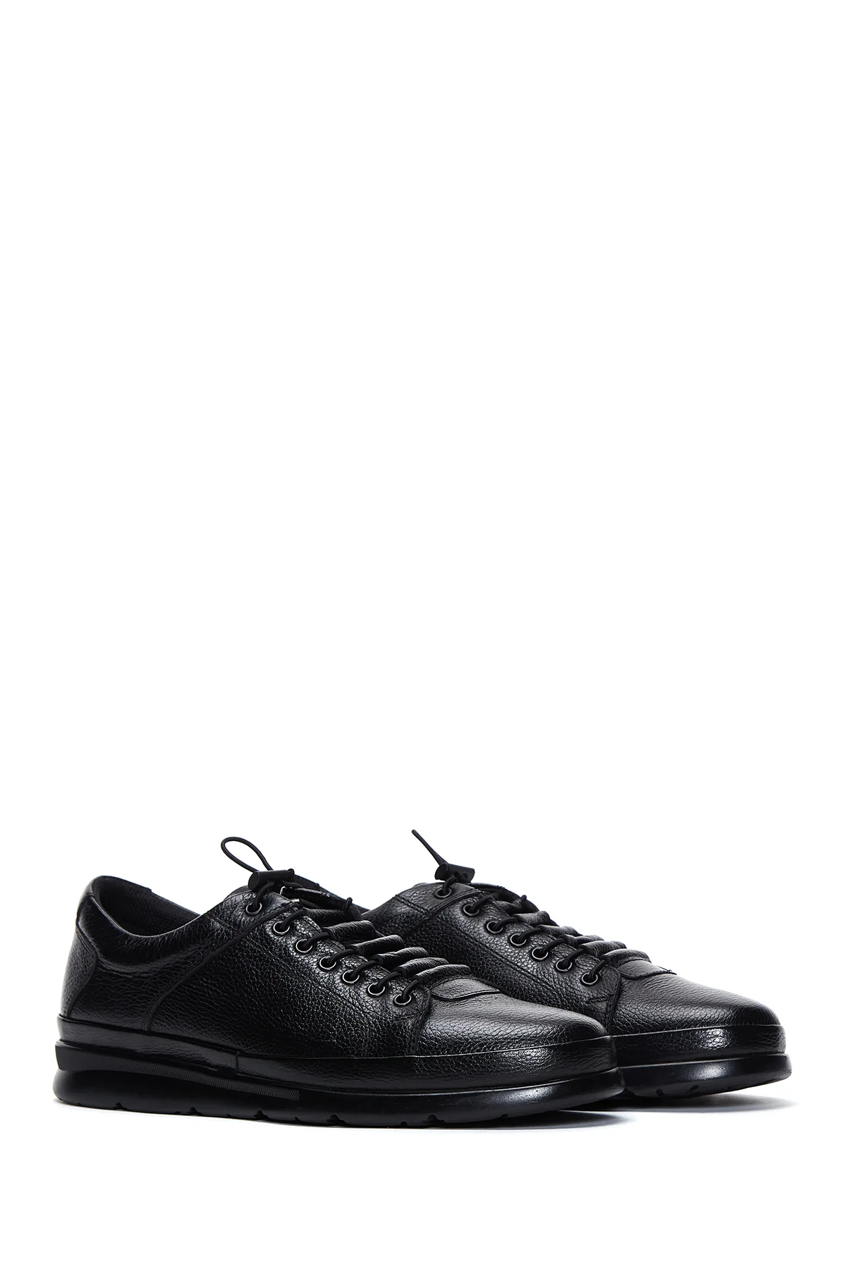 Erkek Siyah Deri Casual Sneaker - Image 3
