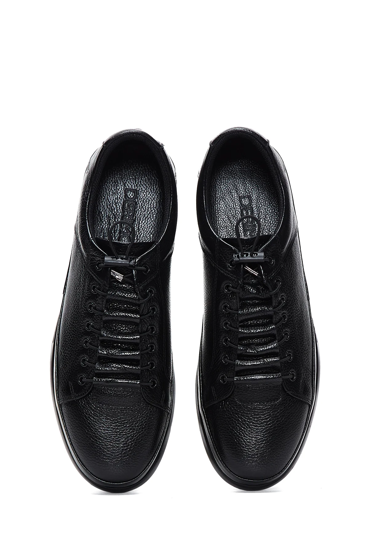 Erkek Siyah Deri Casual Sneaker - Image 6