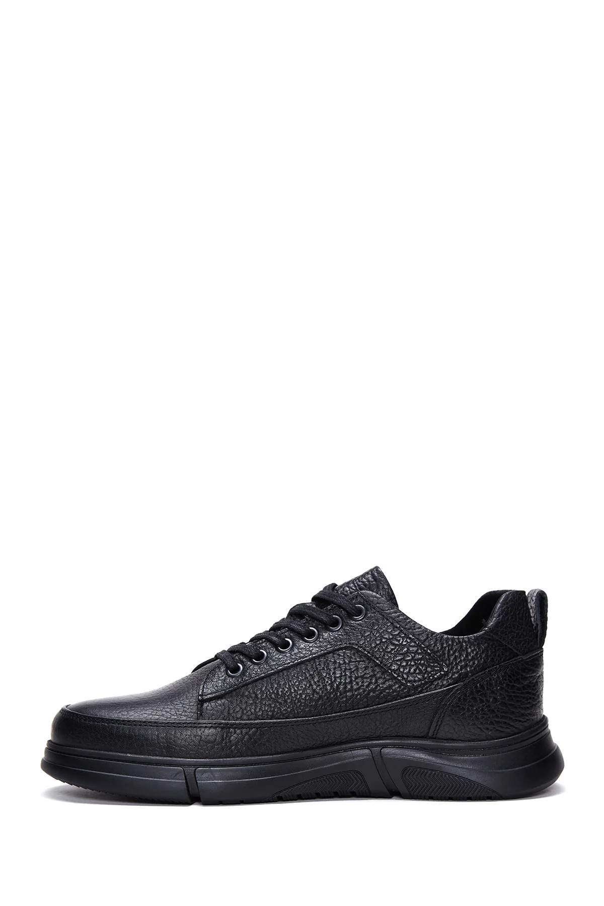 Erkek Siyah Deri Casual Sneaker - Image 2