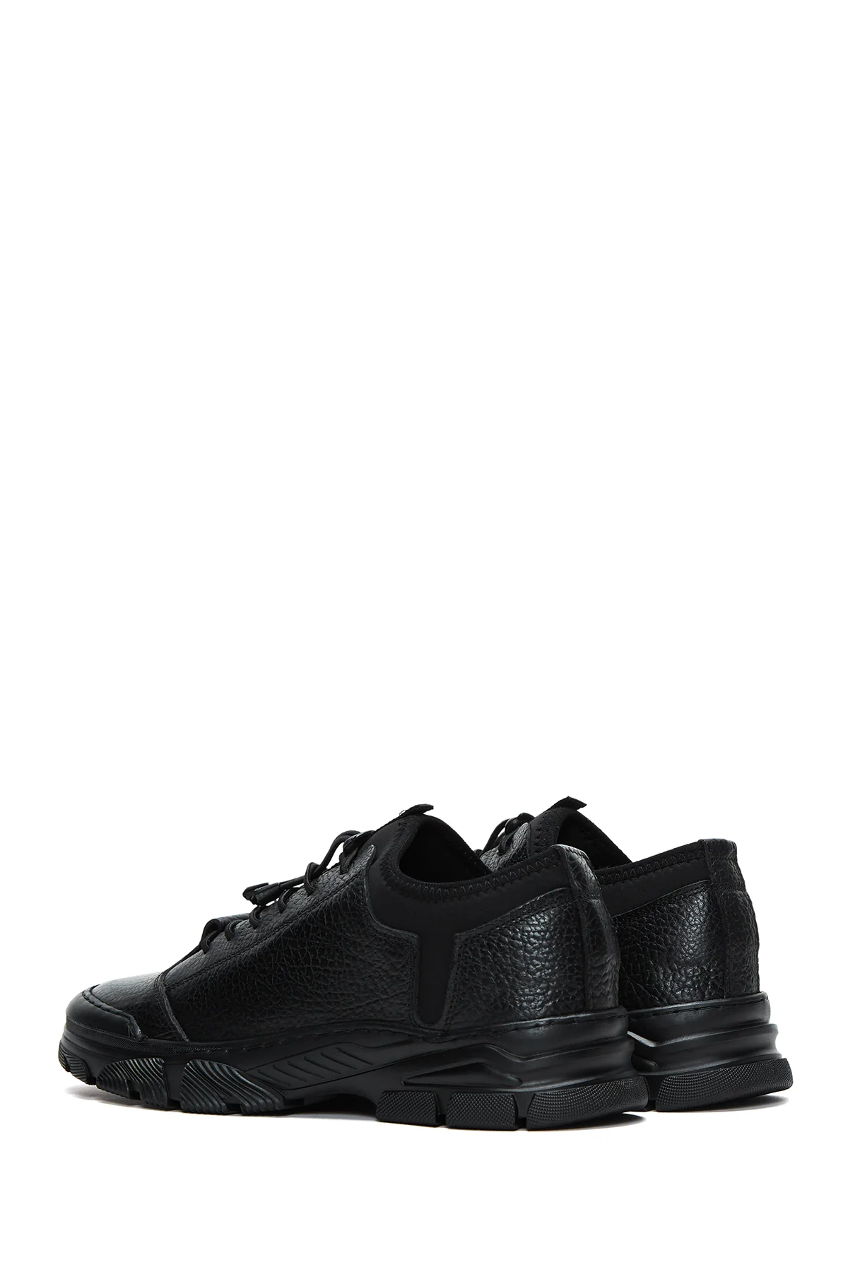 Erkek Siyah Deri Casual Sneaker - Image 5