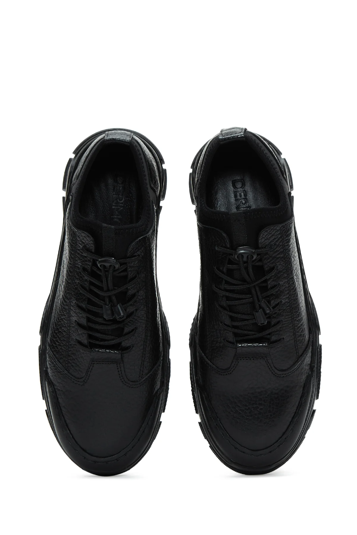 Erkek Siyah Deri Casual Sneaker - Image 6