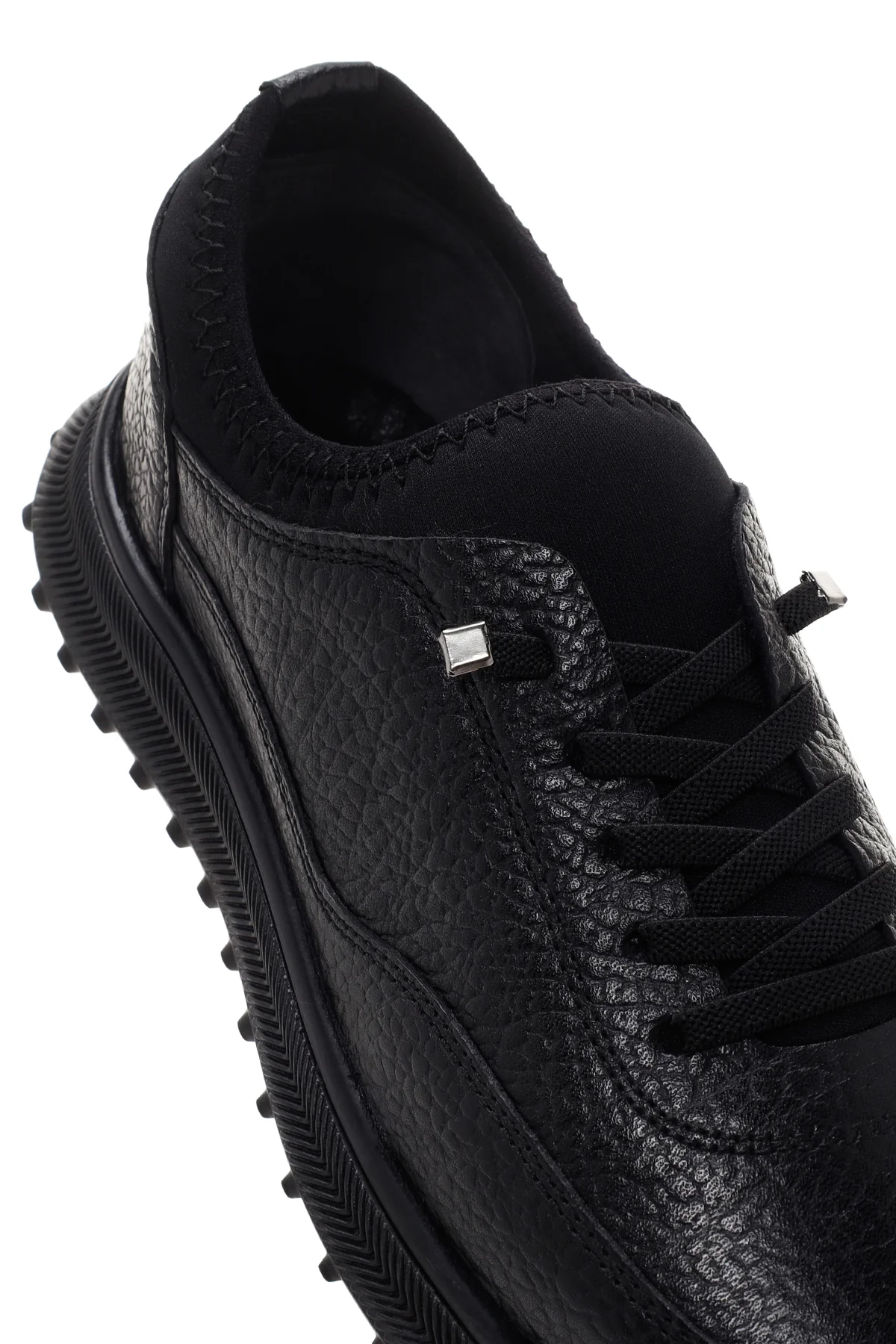Erkek Siyah Deri Casual Sneaker - Image 10