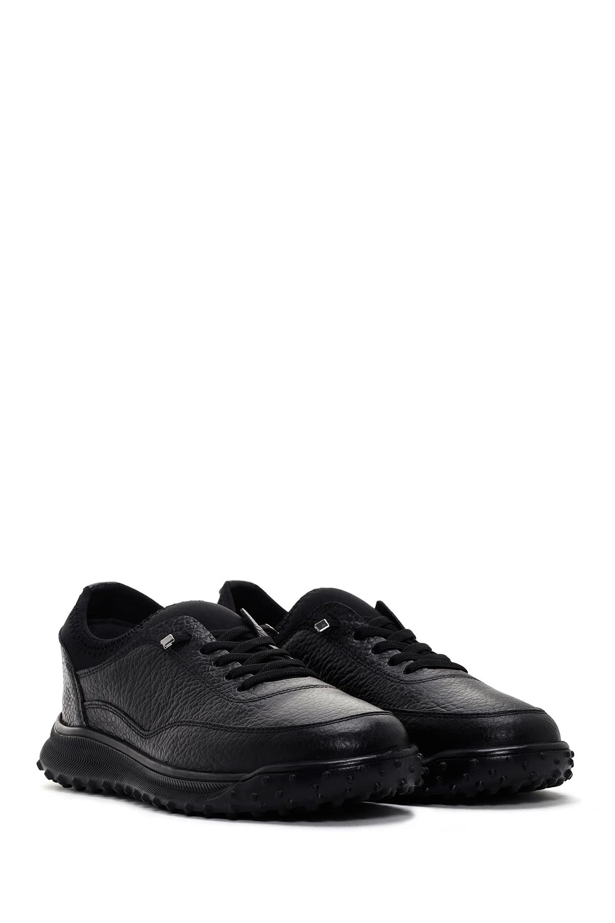 Erkek Siyah Deri Casual Sneaker - Image 3