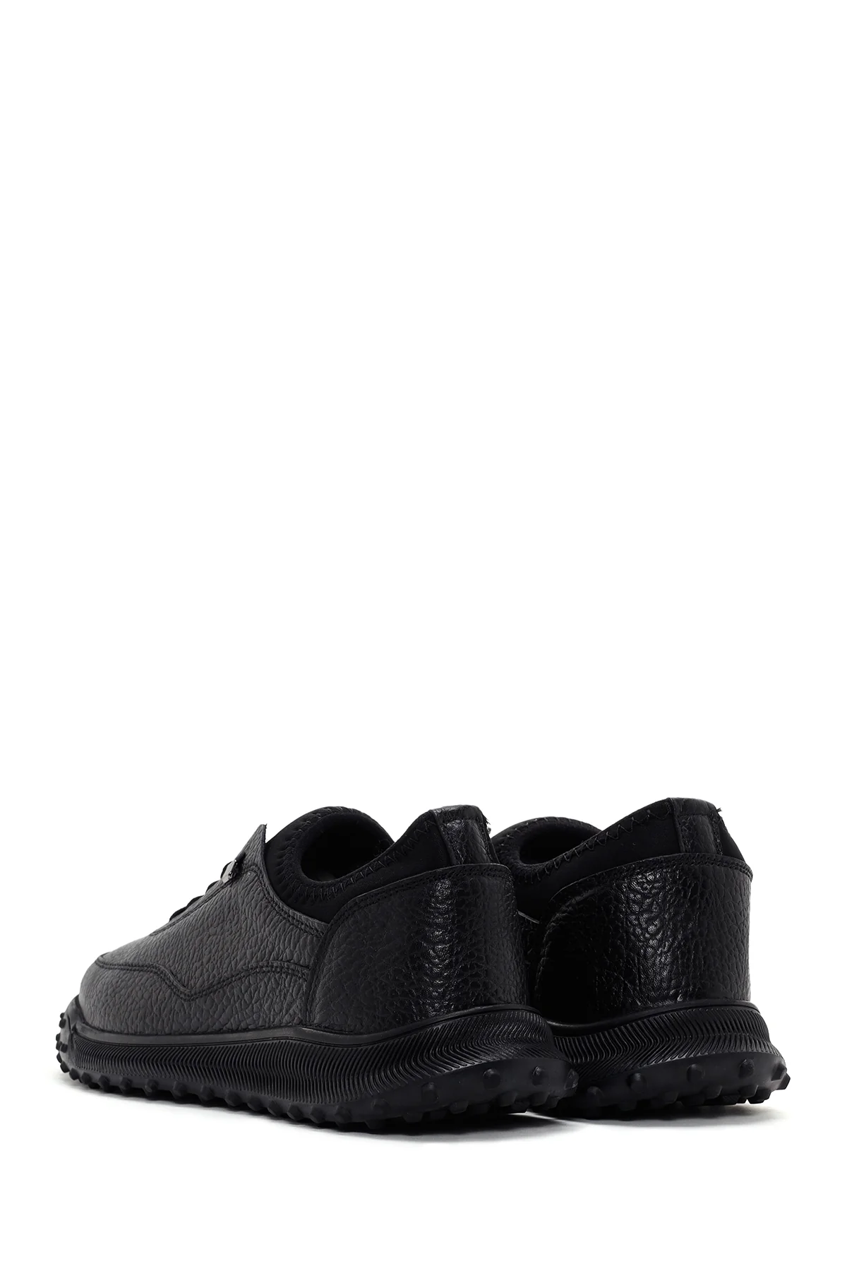 Erkek Siyah Deri Casual Sneaker - Image 5