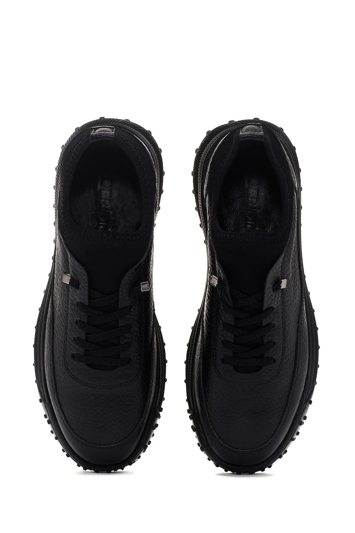 Erkek Siyah Deri Casual Sneaker - Image 6