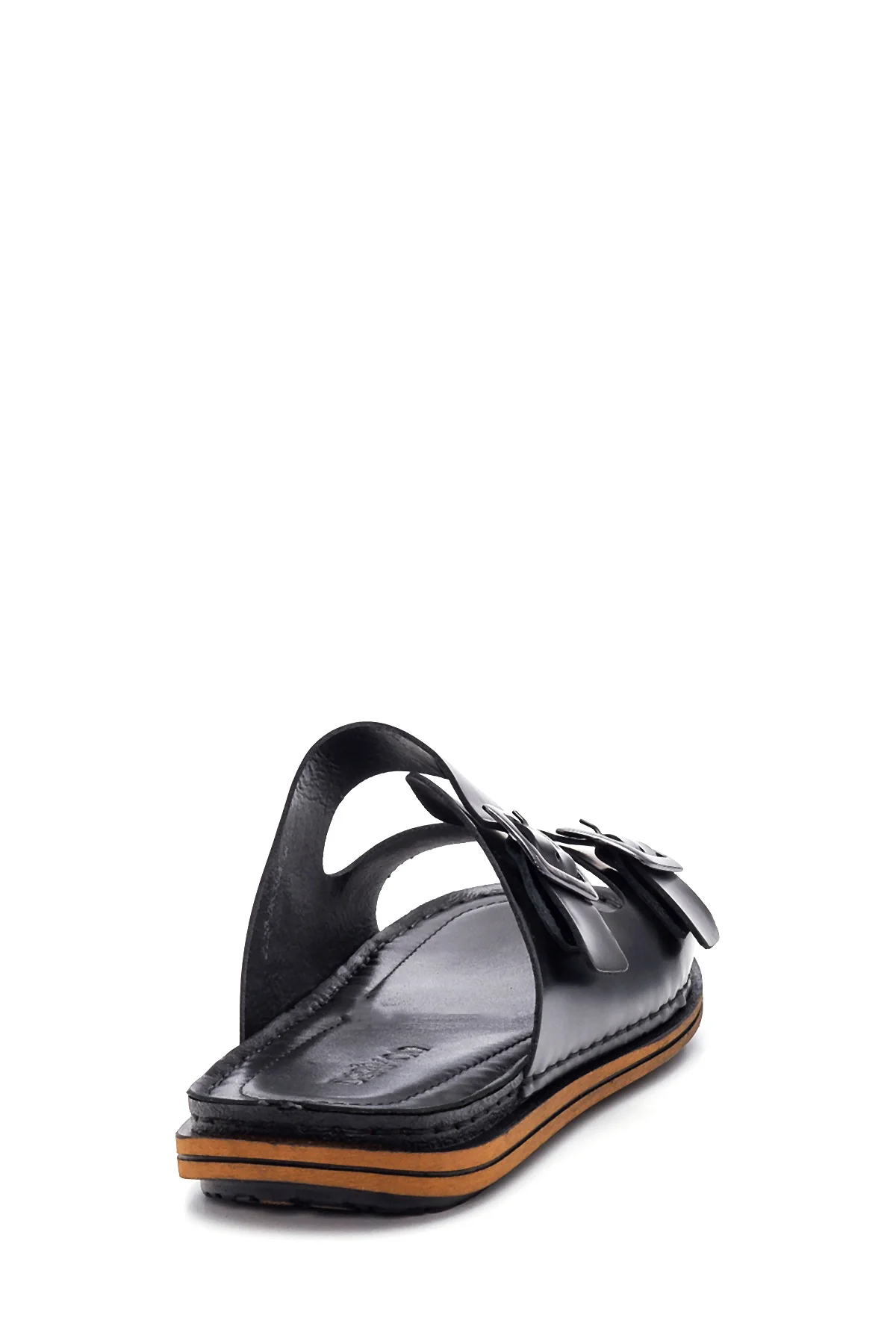 Erkek Siyah Deri Çift Tokalı Terlik - Image 4