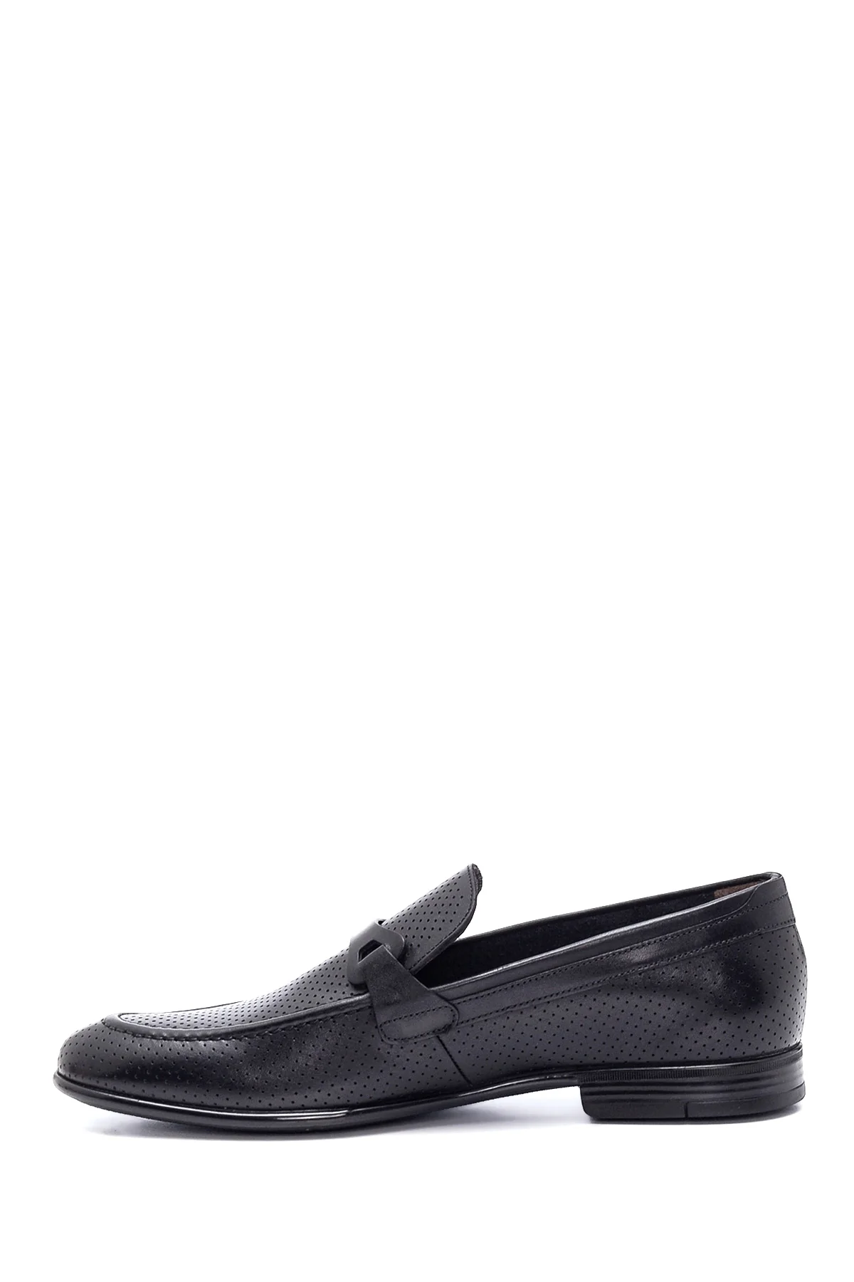 Erkek Siyah Deri Delikli Loafer - Image 2