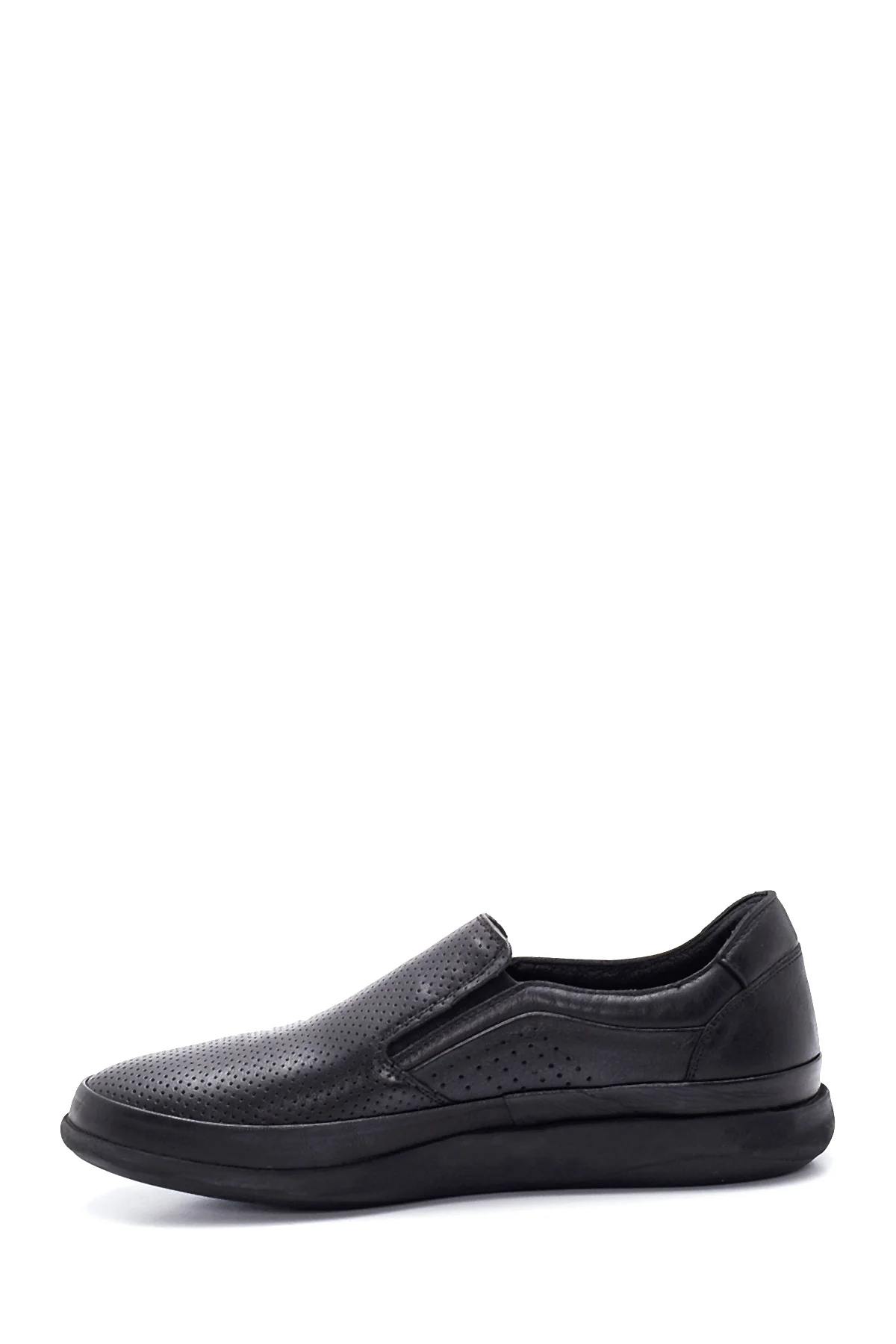 Erkek Siyah Deri Delikli Spor Loafer - Image 2