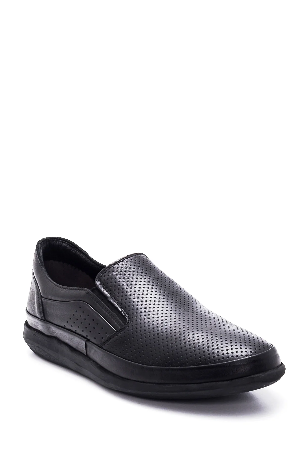 Erkek Siyah Deri Delikli Spor Loafer - Image 3