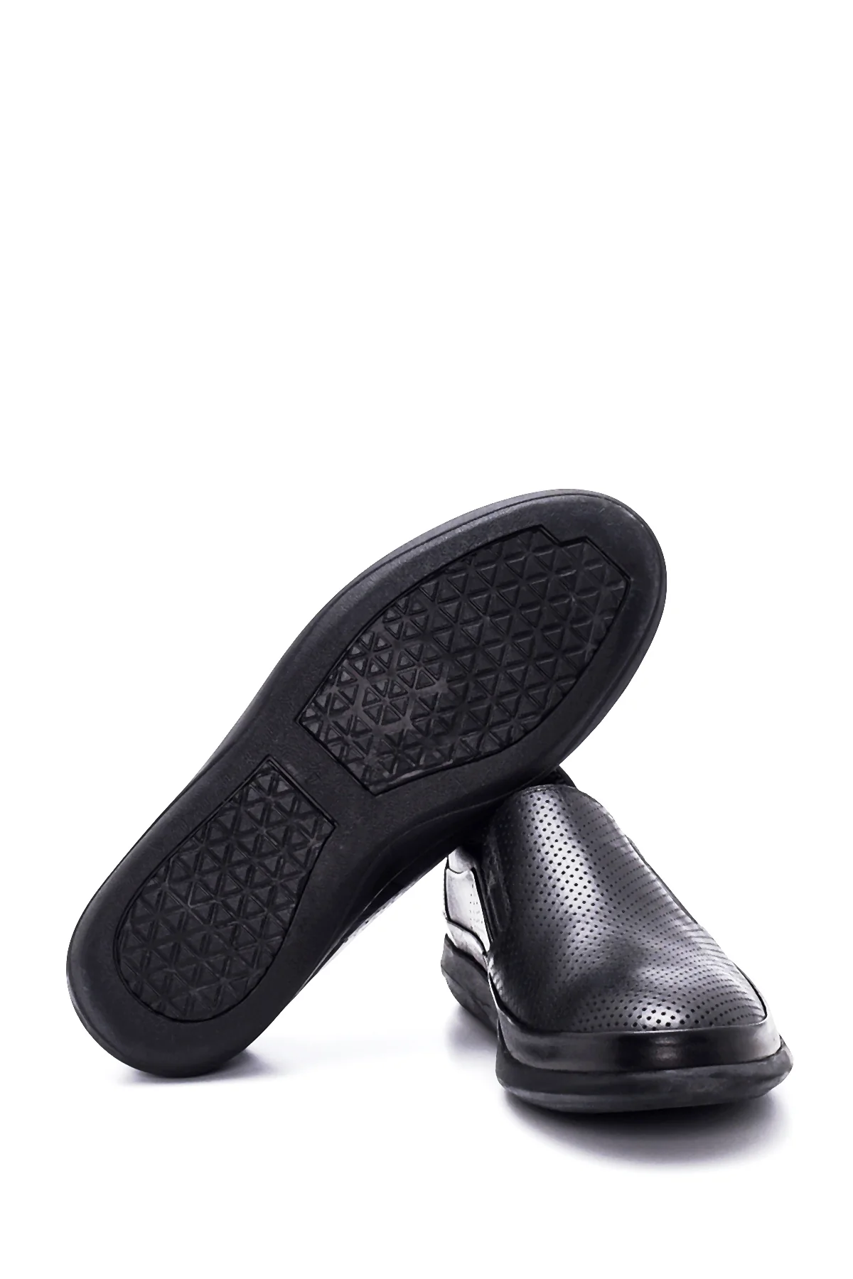 Erkek Siyah Deri Delikli Spor Loafer - Image 4