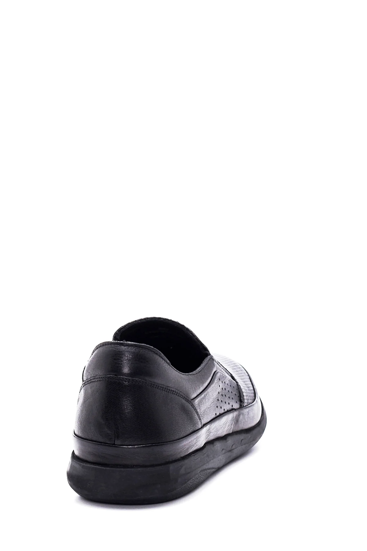 Erkek Siyah Deri Delikli Spor Loafer - Image 5