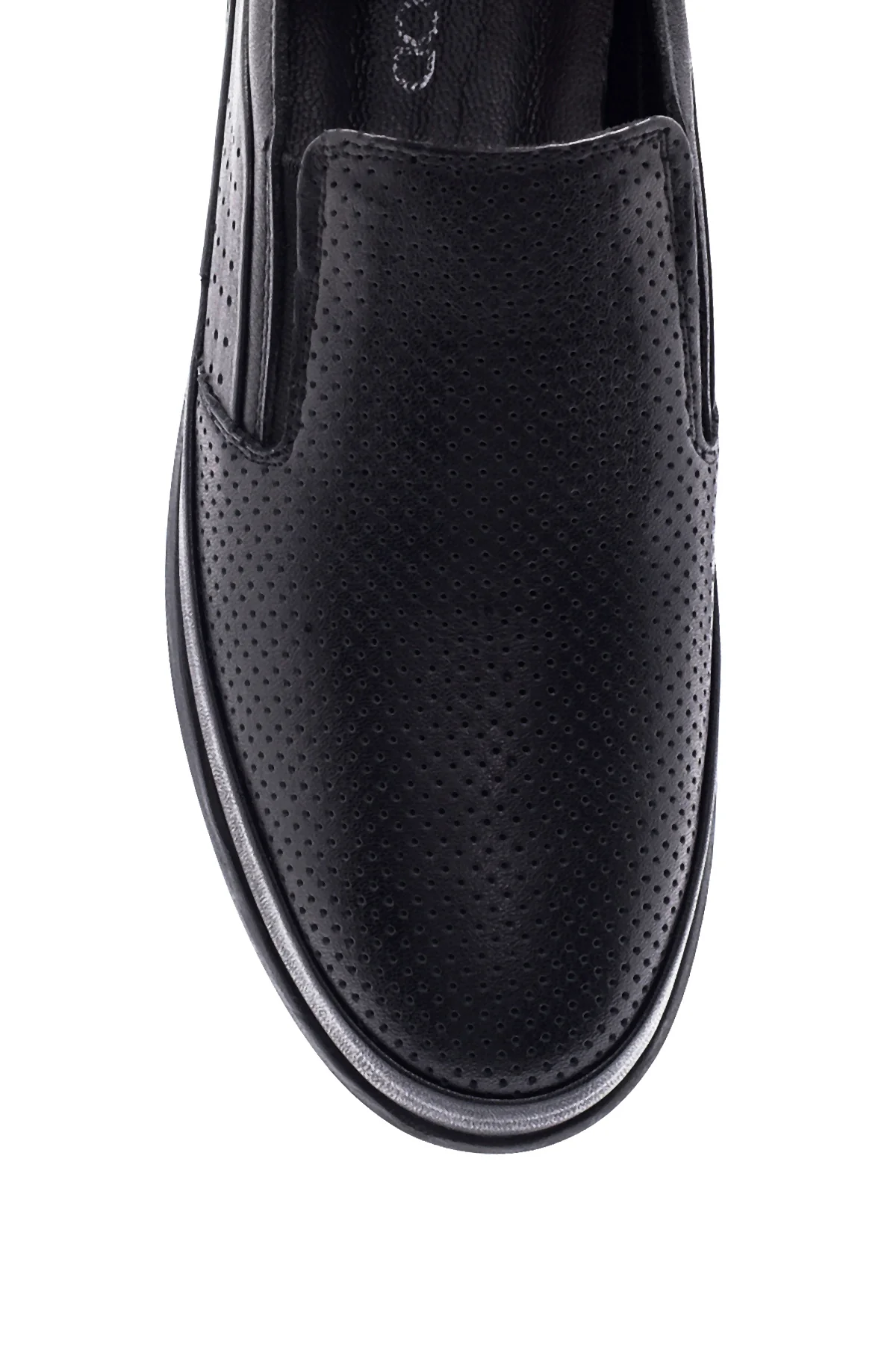 Erkek Siyah Deri Delikli Spor Loafer - Image 6