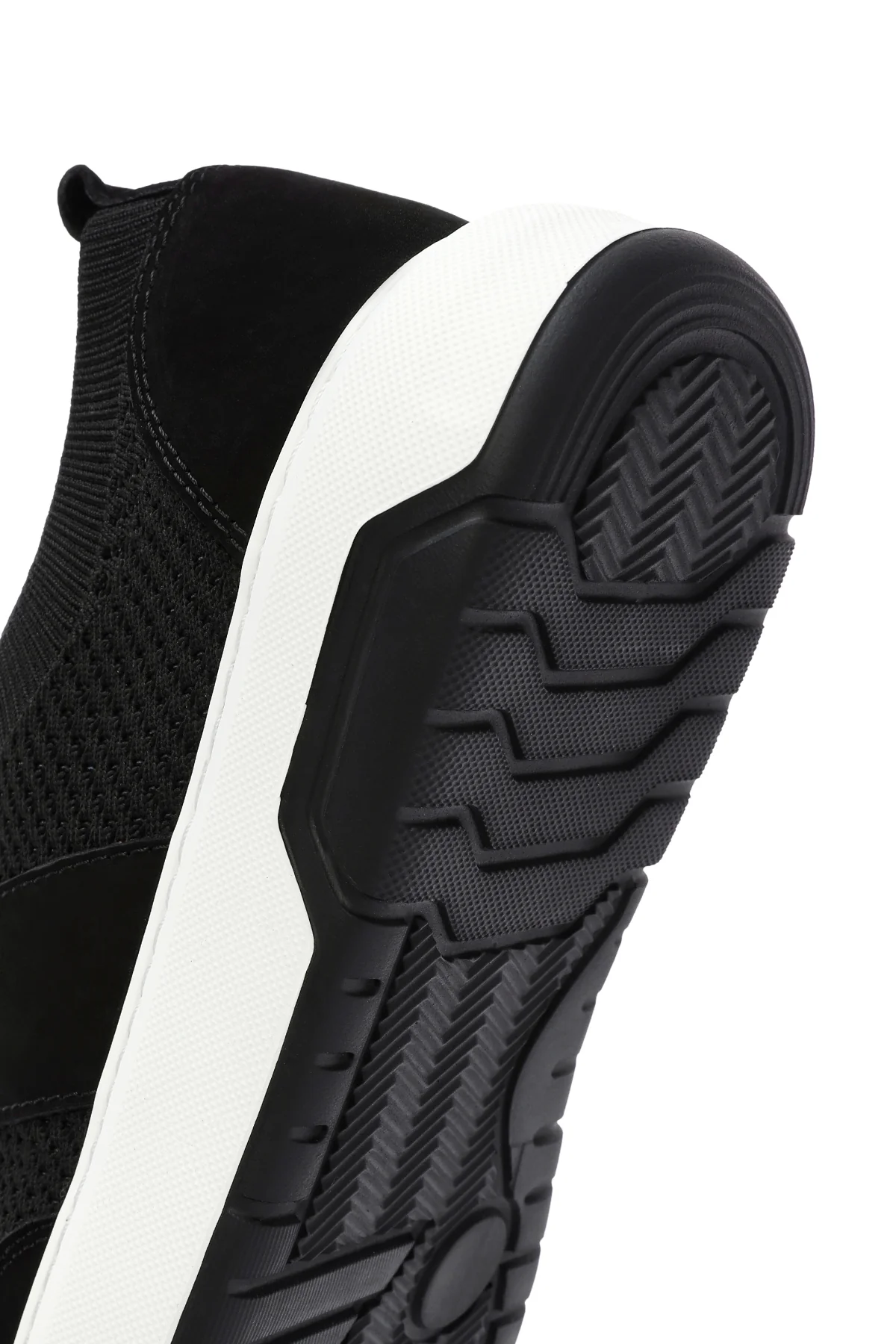 Erkek Siyah Deri Detaylı Bağcıklı Kumaş Sneaker - Image 8