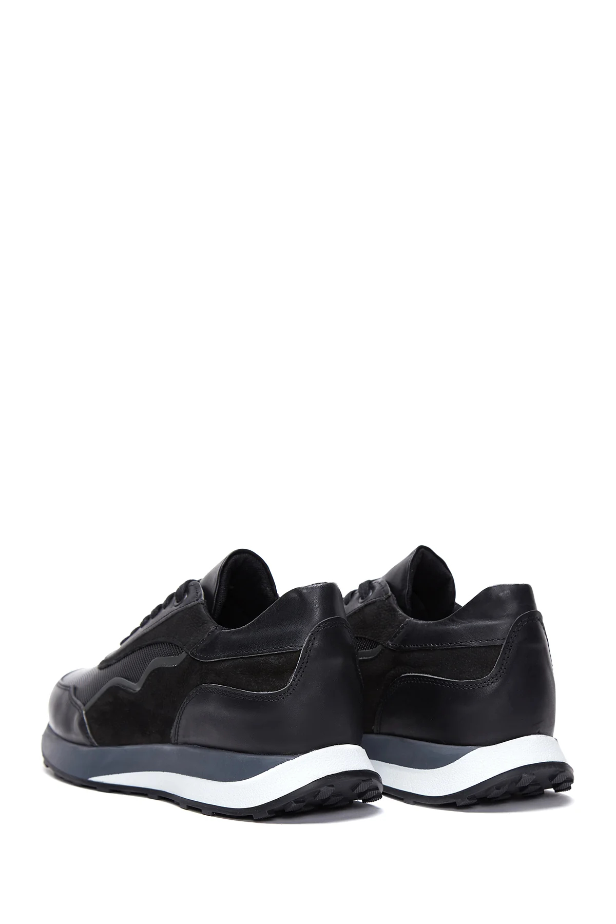 Erkek Siyah Deri Detaylı Sneaker - Image 5