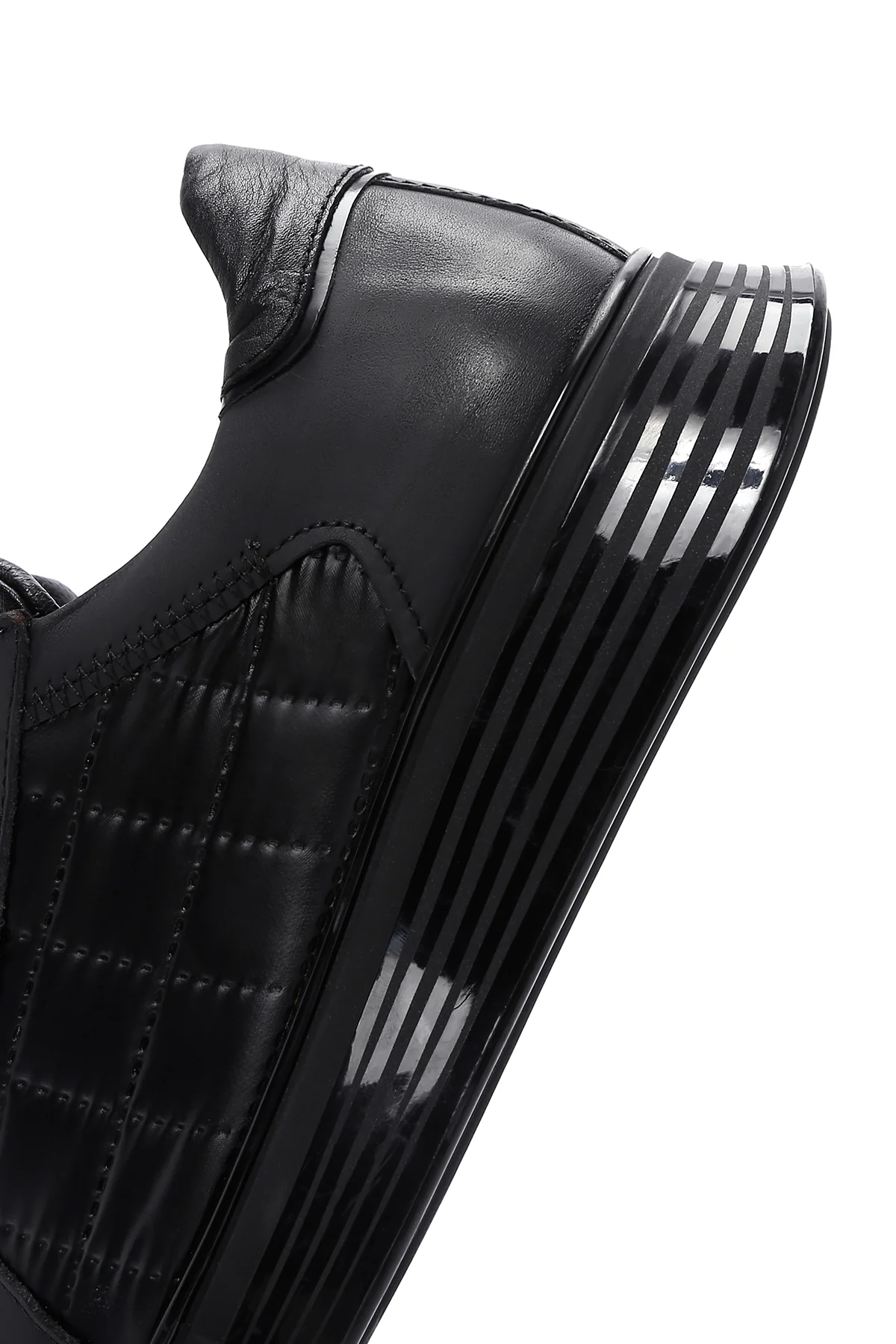 Erkek Siyah Deri Detaylı Sneaker - Image 7