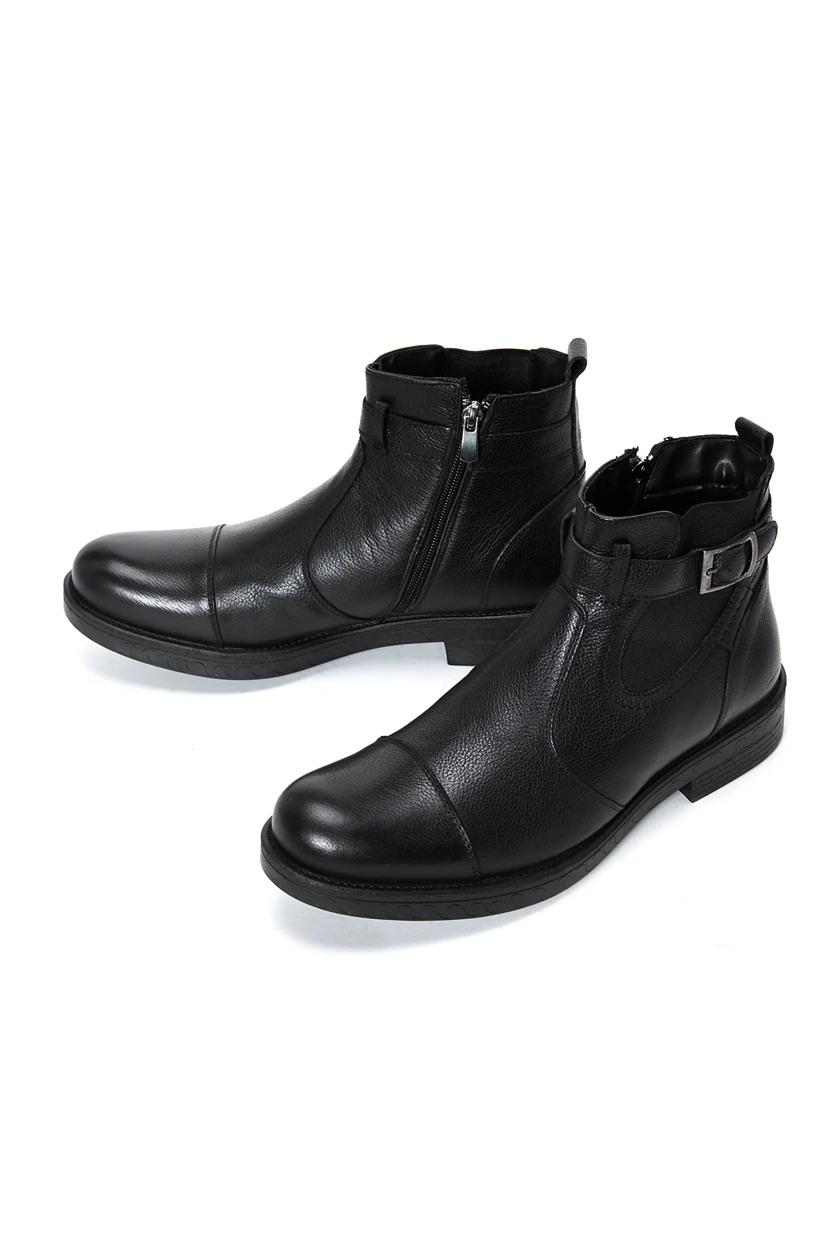 Erkek Siyah Deri Fermuarlı Casual Postal Bot - Image 6