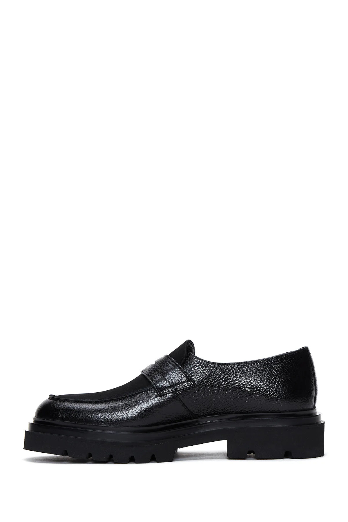 Erkek Siyah Deri Kalın Tabanlı Casual Loafer - Image 2