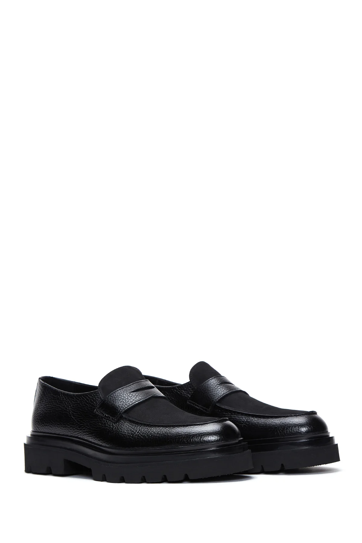 Erkek Siyah Deri Kalın Tabanlı Casual Loafer - Image 3