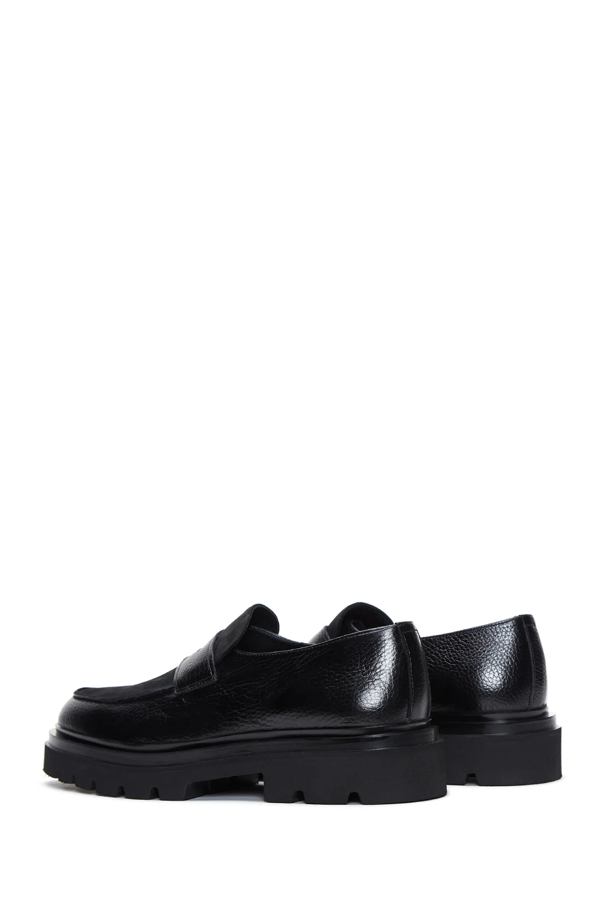 Erkek Siyah Deri Kalın Tabanlı Casual Loafer - Image 5