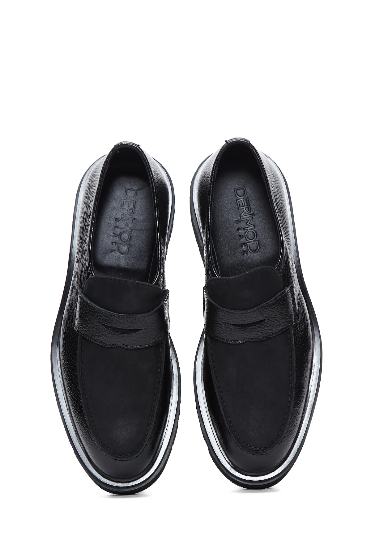 Erkek Siyah Deri Kalın Tabanlı Casual Loafer - Image 6