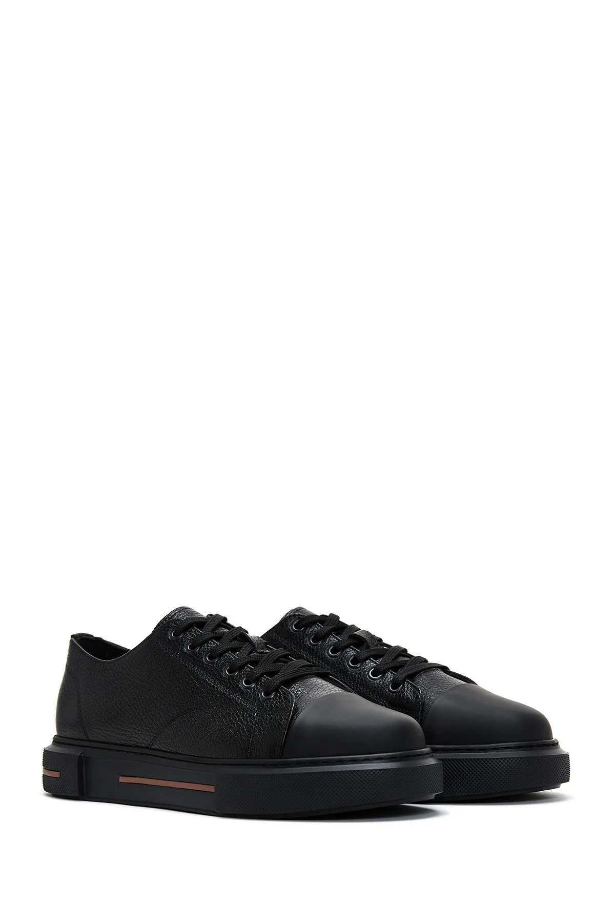 Erkek Siyah Deri Kalın Tabanlı Sneaker - Image 2