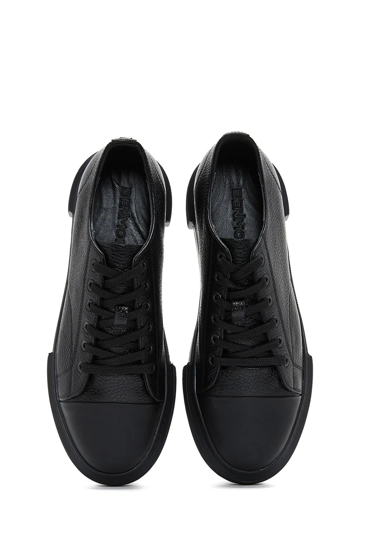 Erkek Siyah Deri Kalın Tabanlı Sneaker - Image 5